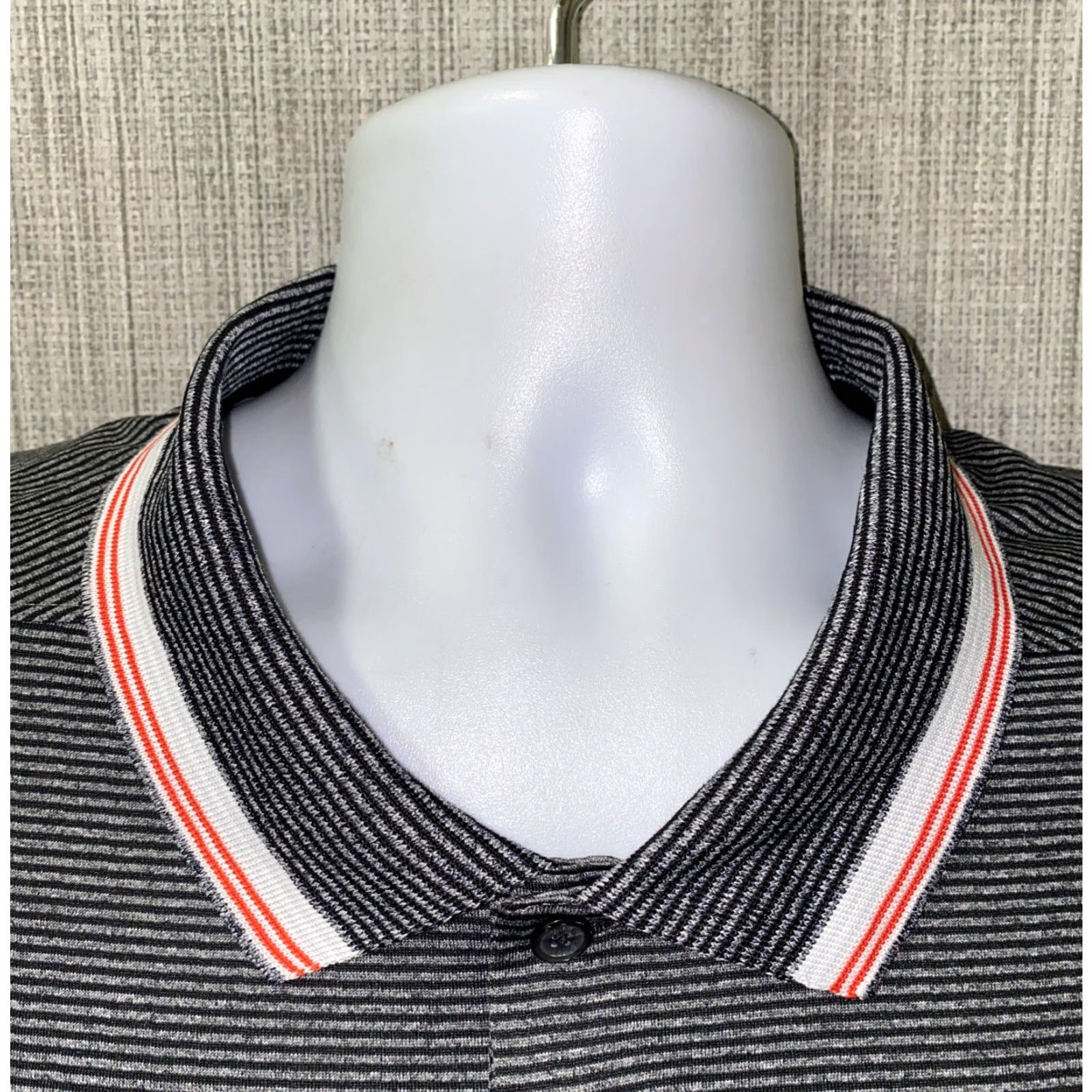 Nike Nikr Dri-Fit Nike Mens Gray/Black Striped Polo Shirt 2XL Size Size US XXL / EU 58 / 5 - 3 Thumbnail