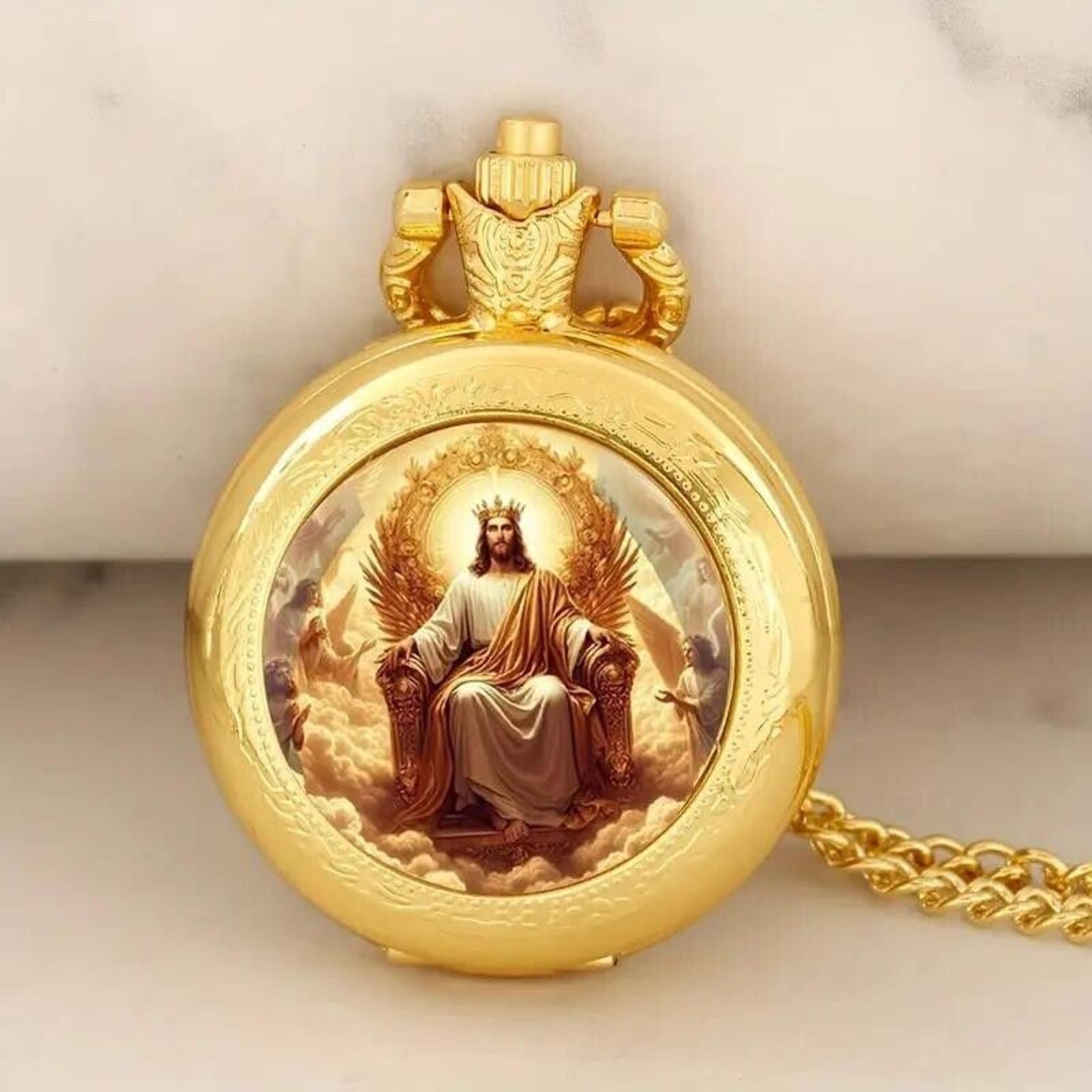 Other Quartz Pocket Watch with Jesus Christ Seated Size ONE SIZE - 2 Thumbnail