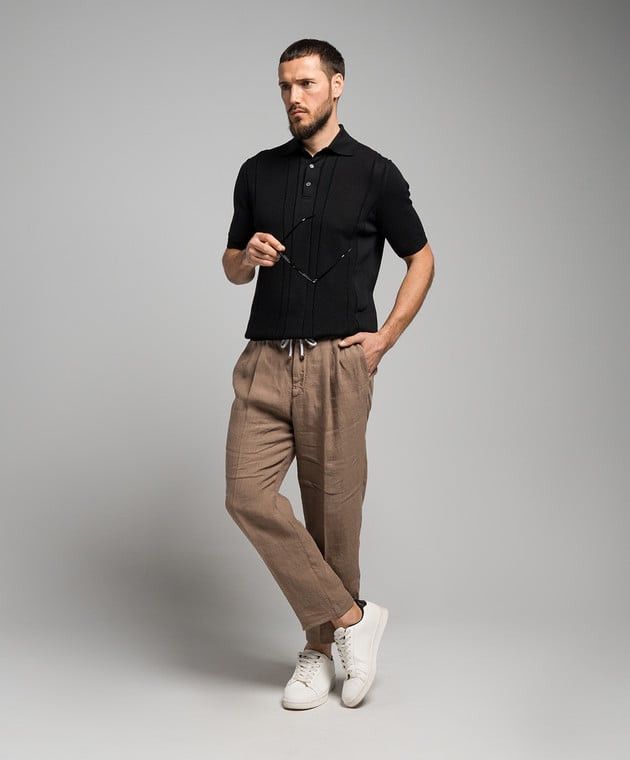 Brunello Cucinelli o1w1db10725 Knit Polo Shirt in Black Size US M / EU 48-50 / 2 - 4 Thumbnail