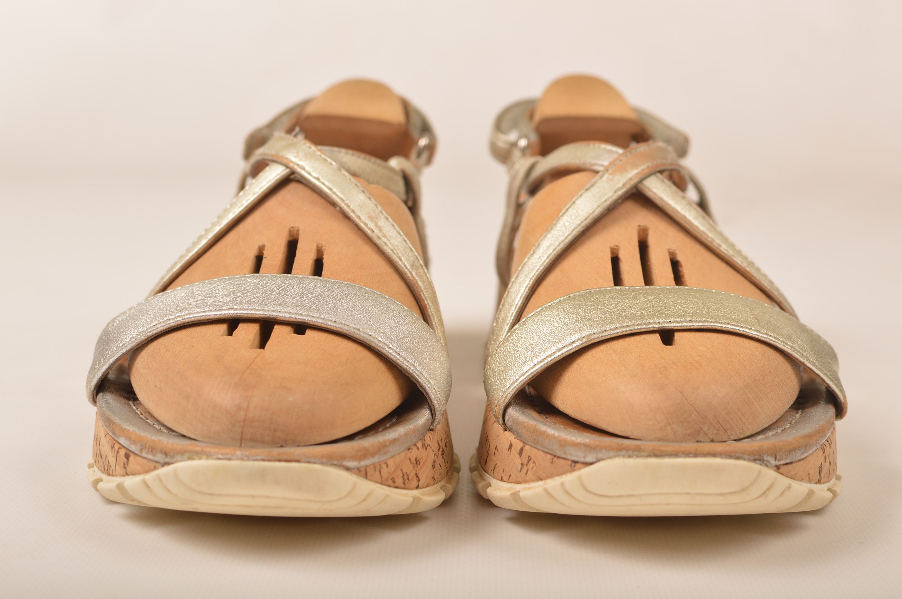 Prada × Vintage Prada Vintage Pratform Cork Silver Strappy Sandals Size US 7 / IT 37 - 2 Thumbnail