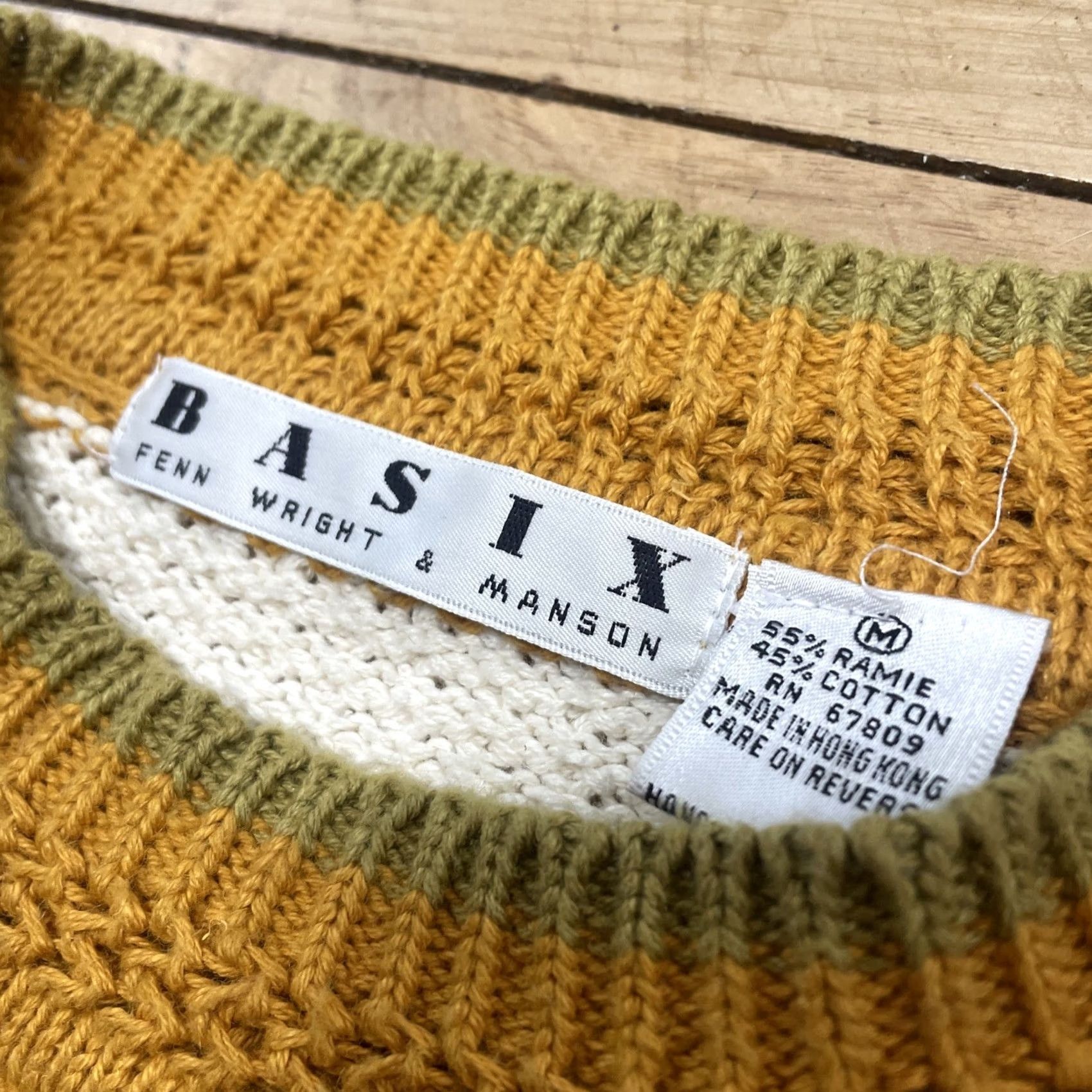 Vintage VINTAGE Basix Fenn Wright & Manson Sweater Men M Gold Cream Chunky Knit 1970s Size US M / EU 48-50 / 2 - 7 Thumbnail