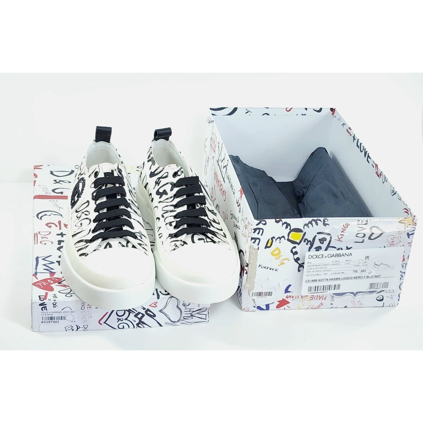 Dolce & Gabbana DOLCE & GABBANA PORTOFINO Crystal DG Logo White US 9. EU 42 Size US 9 / IT 39 - 2 Thumbnail