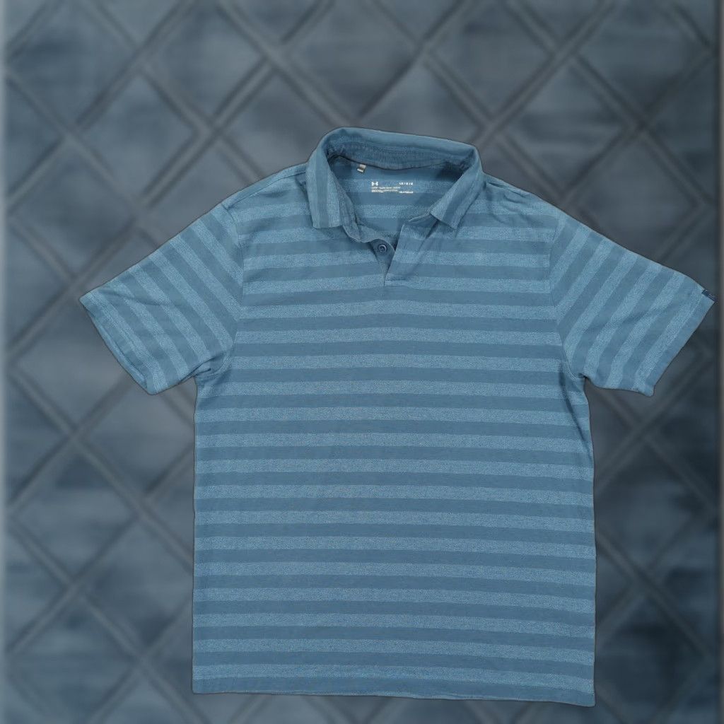 Under Armour Under Armour Polo Shirt Mens L Blue Striped HeatGear Golf Tech Performance Shirt Size US L / EU 52-54 / 3 - 1 Thumbnail