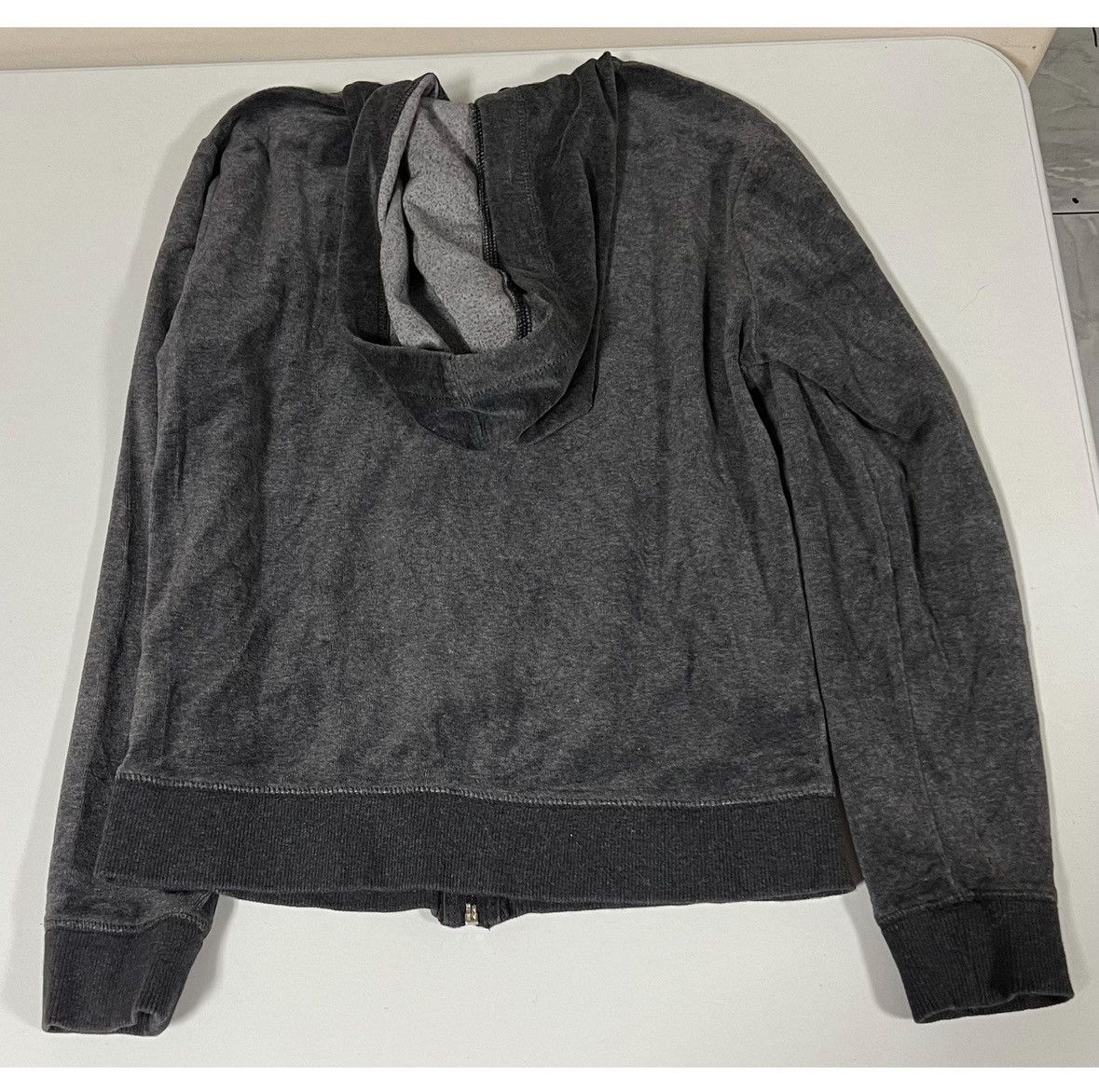 Jones New York Gray Velour Zipper Sweater Sweatshirt Hoodie Outerwear XS 🩶 Size XS / US 0-2 / IT 36-38 - 4 Thumbnail