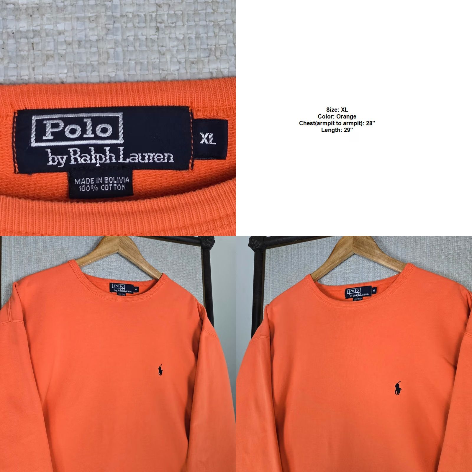Polo Ralph Lauren VINTAGE Polo Ralph Lauren Shirt Mens XL Orange VTG Size Cotton Sweatshirt Crew Neck Terry Line Size US XL / EU 56 / 4 - 8 Thumbnail
