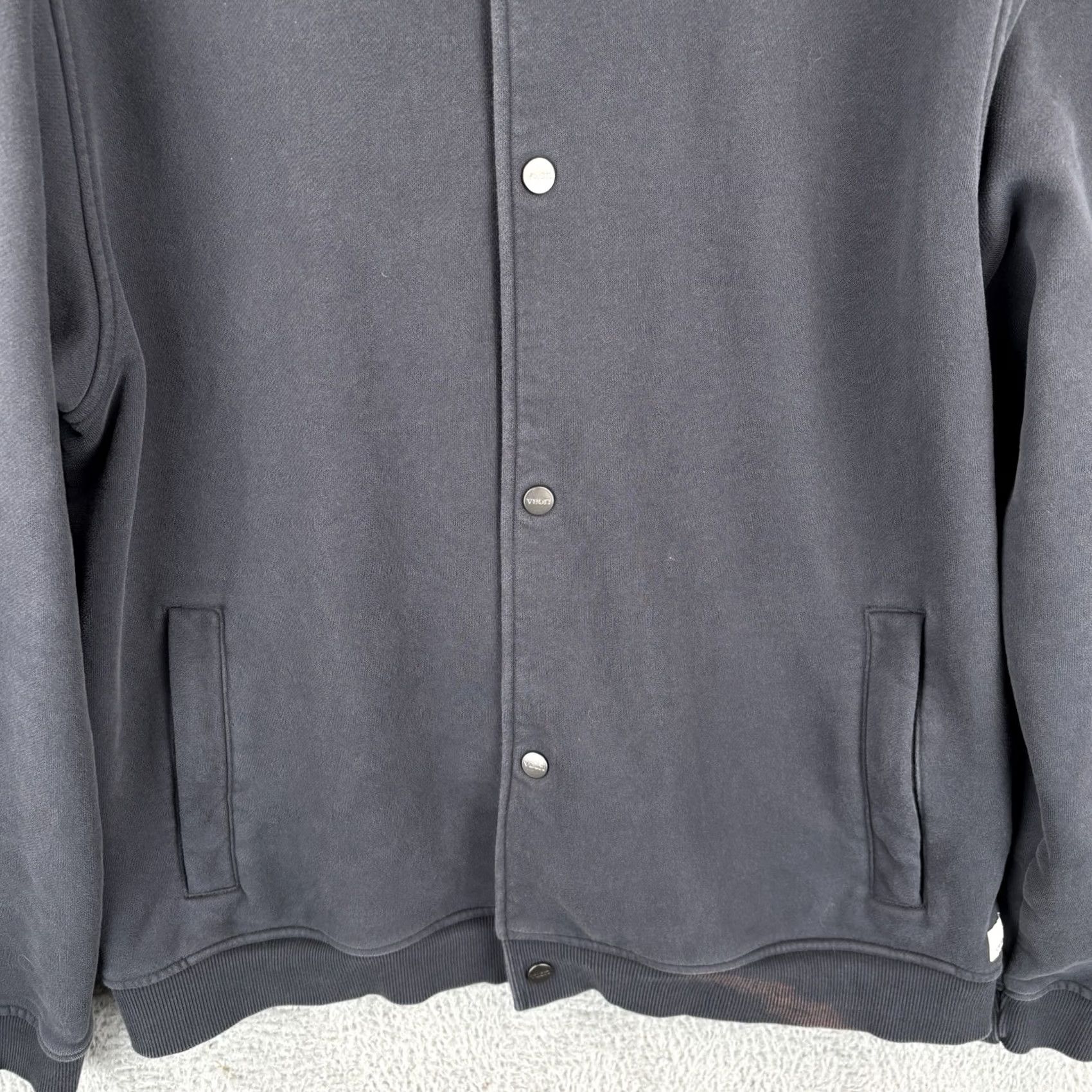 Vuori Vuori Bomber Jacket Mens XL Navy Fleece Snap Front Stand-Up Collar Size US XL / EU 56 / 4 - 3 Thumbnail