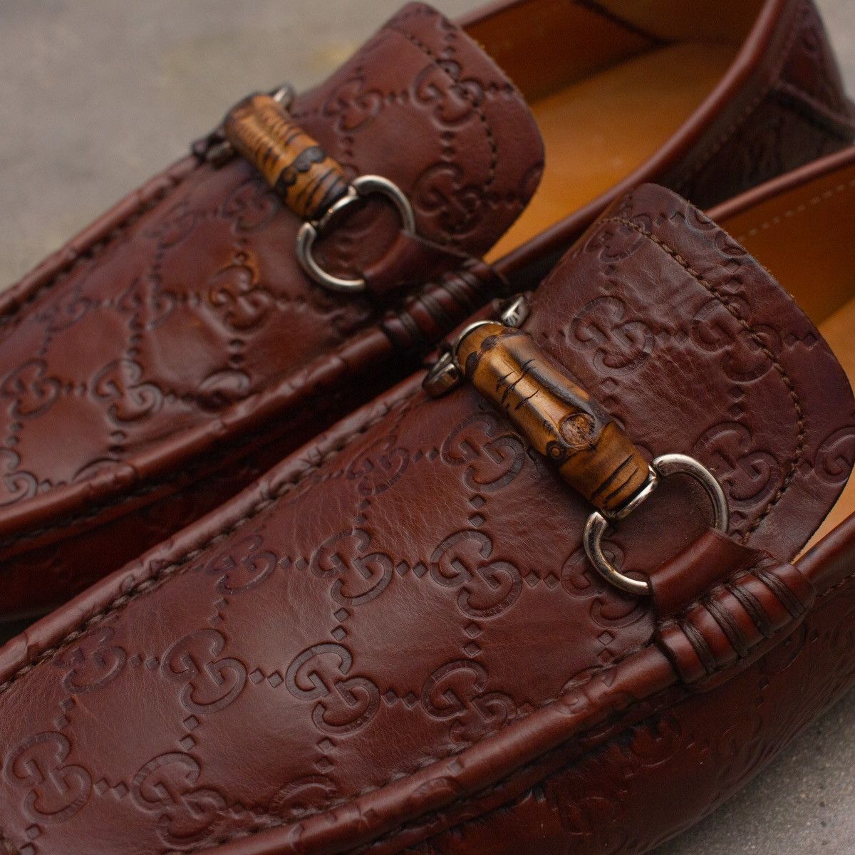 Gucci GUCCI Guccissima Brown Leather Drivers Bamboo Loafers Size US 8.5 / EU 41-42 - 14 Thumbnail