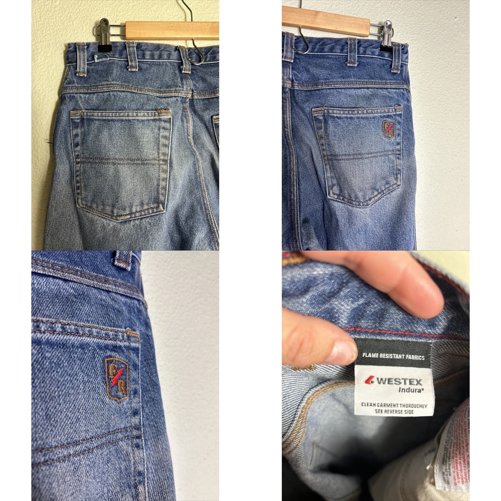 Vintage Riverside Flame Resistant Medium Wash Jeans Westex Indura 32x30 Mens Jeans Straight Orange 32x30 Size US 32 / EU 48 - 9 Thumbnail