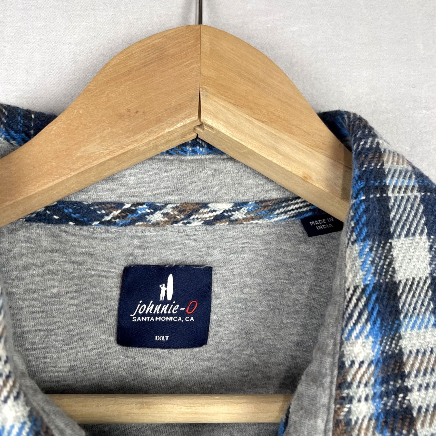 johnnie-O Johnnie O Jacket Mens XL Plaid Flannel Shacket Laguna Blue Heavyweight Size US XL / EU 56 / 4 - 6 Thumbnail