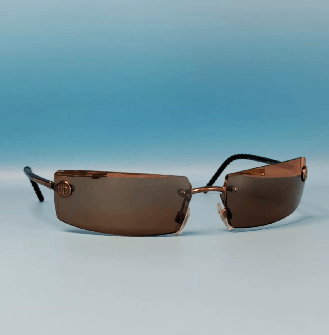 Chanel × Vintage CHANEL Sunglasses 4047 Wrap Shield Rhinestone 4017 Vintage Size ONE SIZE - 3 Thumbnail
