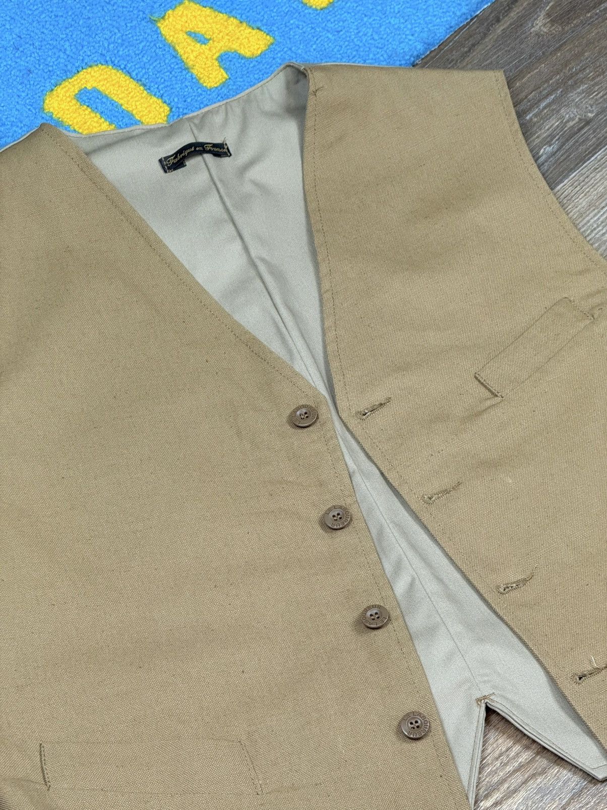 Le Laboureur × Vintage Vintage Le Laboureur Cotton Linen Button Up Work Belted Vest Size US L / EU 52-54 / 3 - 2 Thumbnail