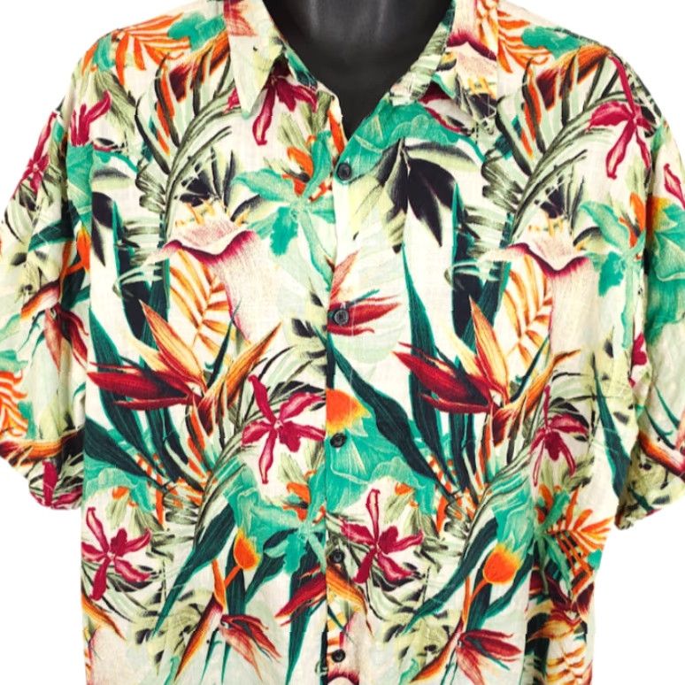 Vintage Jogal Hawaiian Shirt Mens 2XL Button-Down Collar Short Sleeve Floral All Over Print Ivory Cotton Blend Modern Casual Surfing Hawaii Size US XXL / EU 58 / 5 - 2 Thumbnail