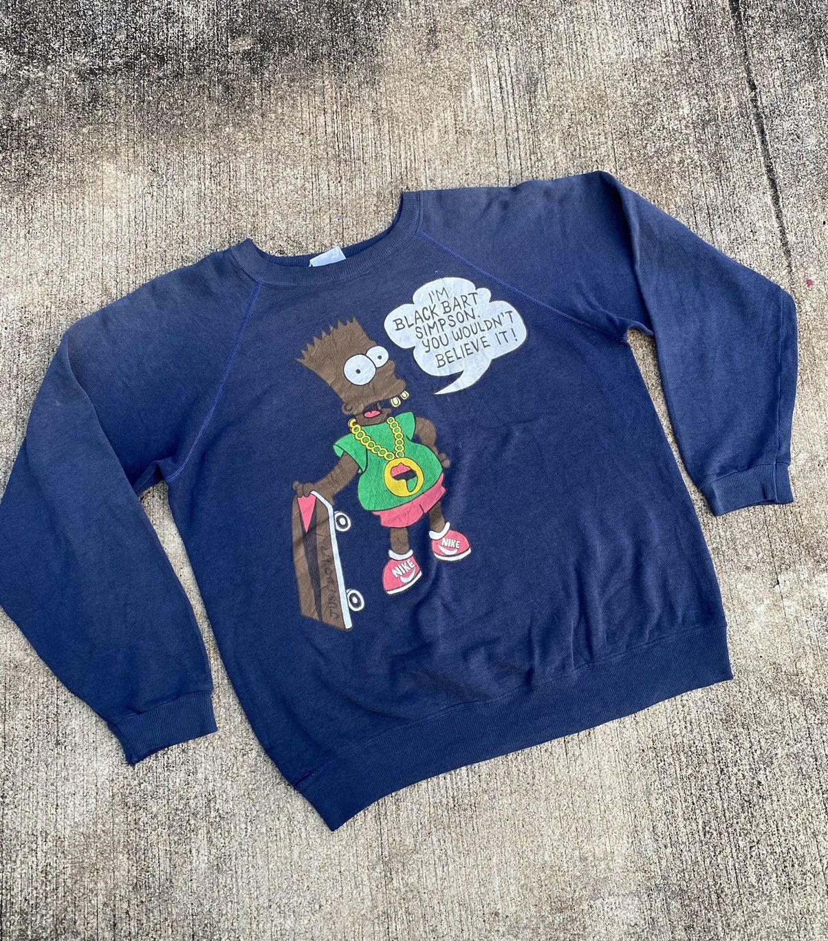 Hanes 🔥 Distressed🔥 Vintage 80s Bart Simpson x Nike Sweatshirt Size US L / EU 52-54 / 3 - 12 Thumbnail