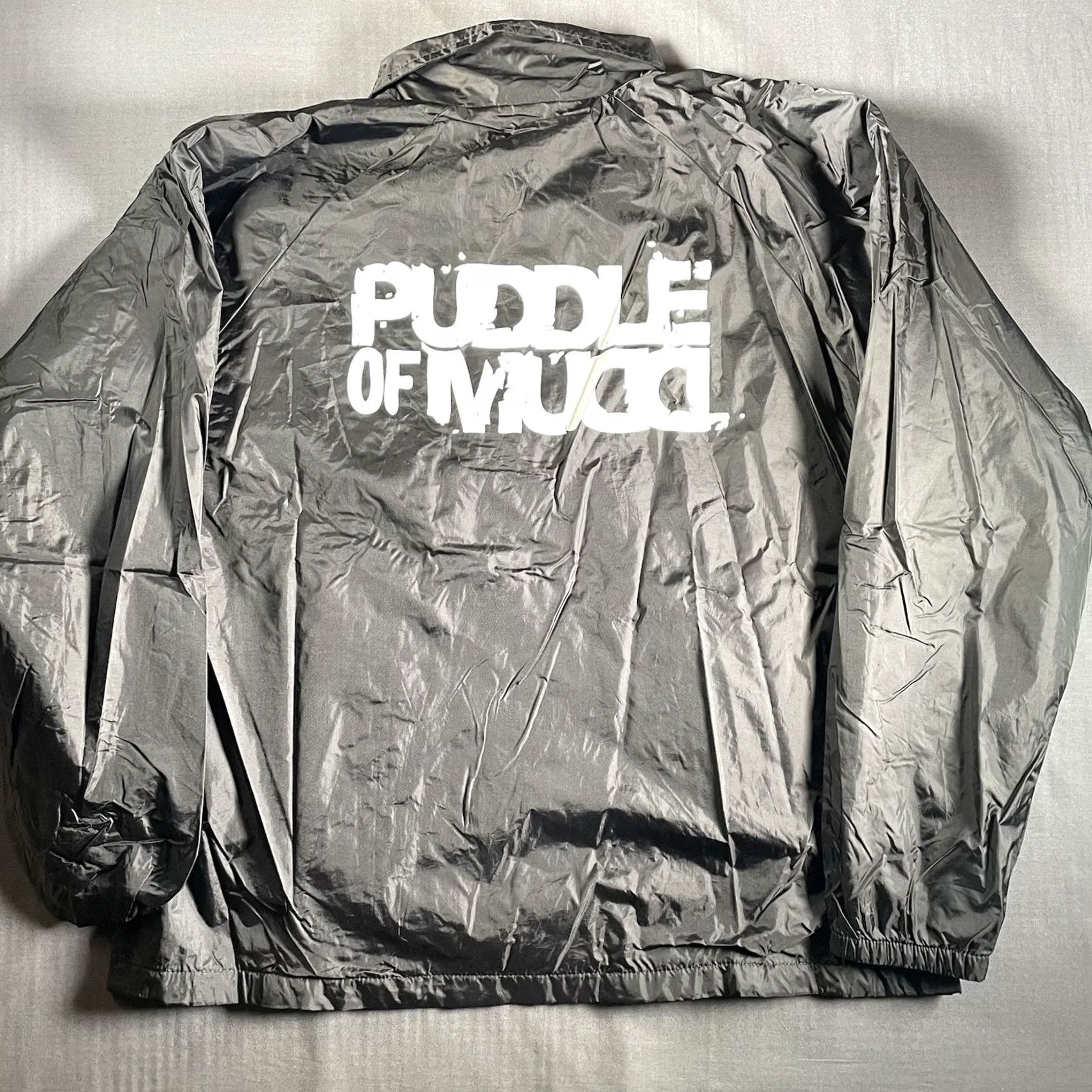 Vintage Puddle Of Mudd Jacket Men XL Black Nylon Polyester Windbreaker Grunge Rock Wesley Scantlin Nu Metal Mens XL Size US XL / EU 56 / 4 - 6 Thumbnail