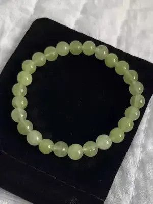 Jewelry 8mm Natural Peridot Jade Stone Bracelet Size ONE SIZE - 2 Thumbnail