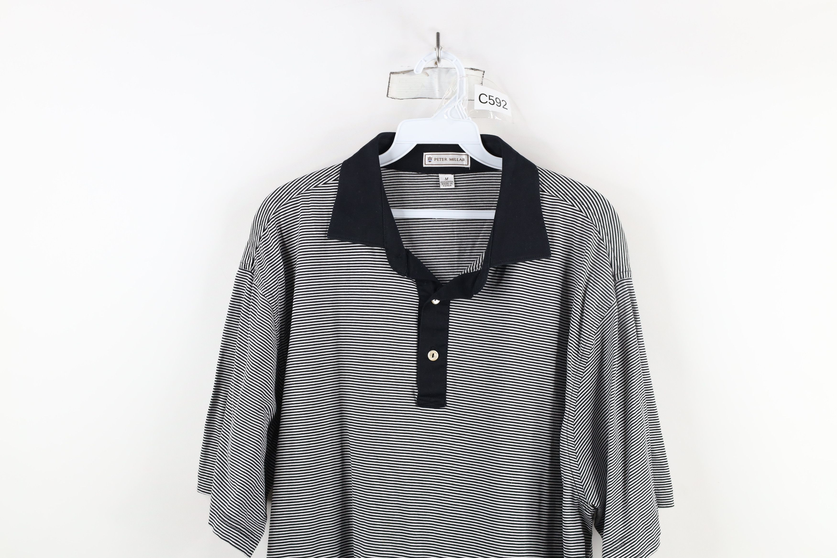 Peter Millar × Vintage Peter Millar Striped Cotton Knit Collared Golf Polo Shirt Size US M / EU 48-50 / 2 - 2 Thumbnail