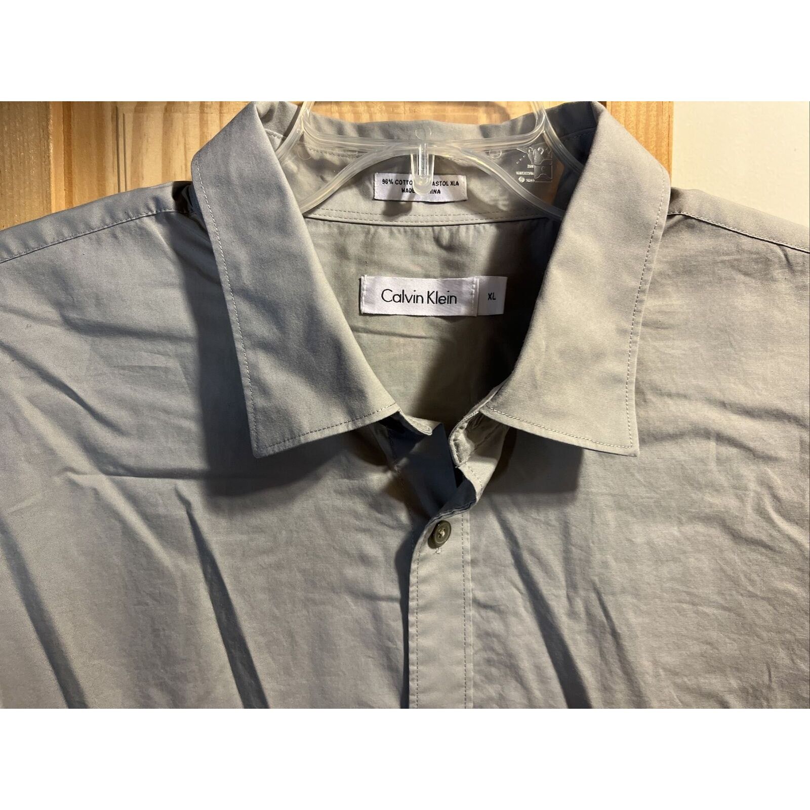 Calvin Klein Calvin Klein Men’s XL Grey LS Cotton Lastol Button Up Shirt Size US XL / EU 56 / 4 - 3 Thumbnail