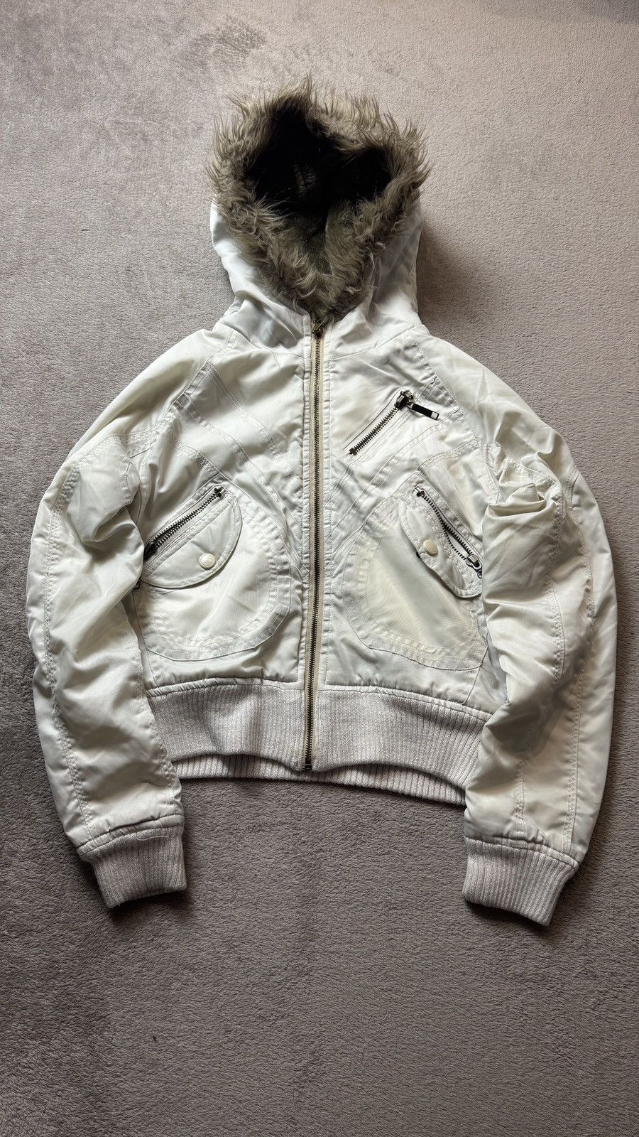 Vintage Y2K Faux Fur Hood Jacket lgb fuzzy dolce gabbana