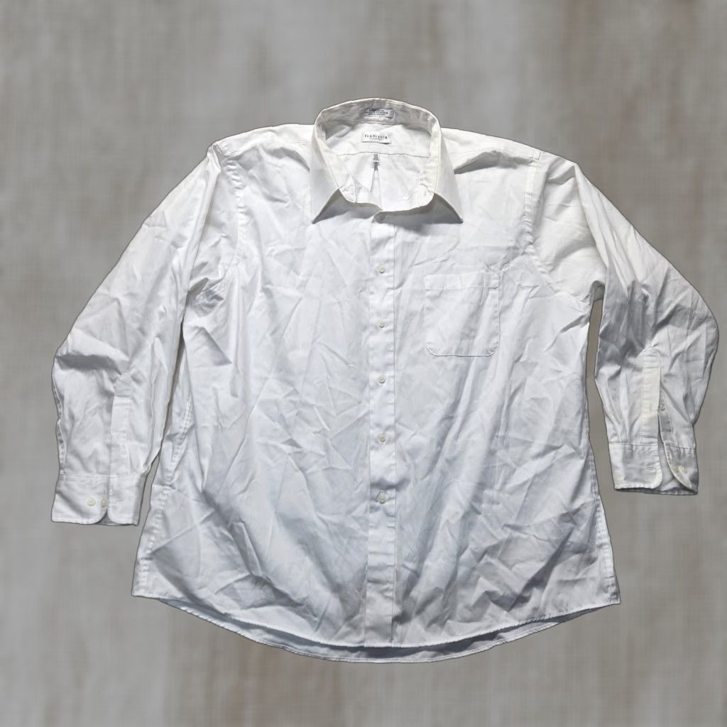 Van Heusen Van Heusen Shirt White Solid Button Up Long Sleeve 2XL 18.5/34 Regular Fit Mens Dress Shirt White, 2XL, Regular Fit Size US XXL / EU 58 / 5 - 1 Thumbnail