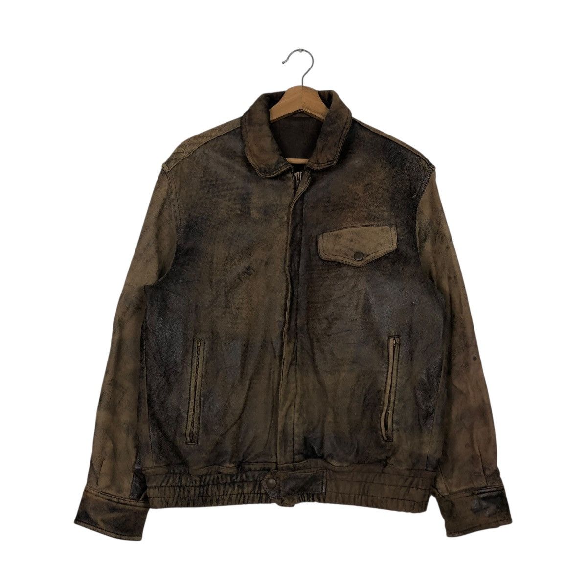 Japanese Brand 🔥VINTAGE FLY BOMBER LEATHER JACKET ROBO MILANO ISSEY MIYAKE Size US M / EU 48-50 / 2 - 3 Thumbnail