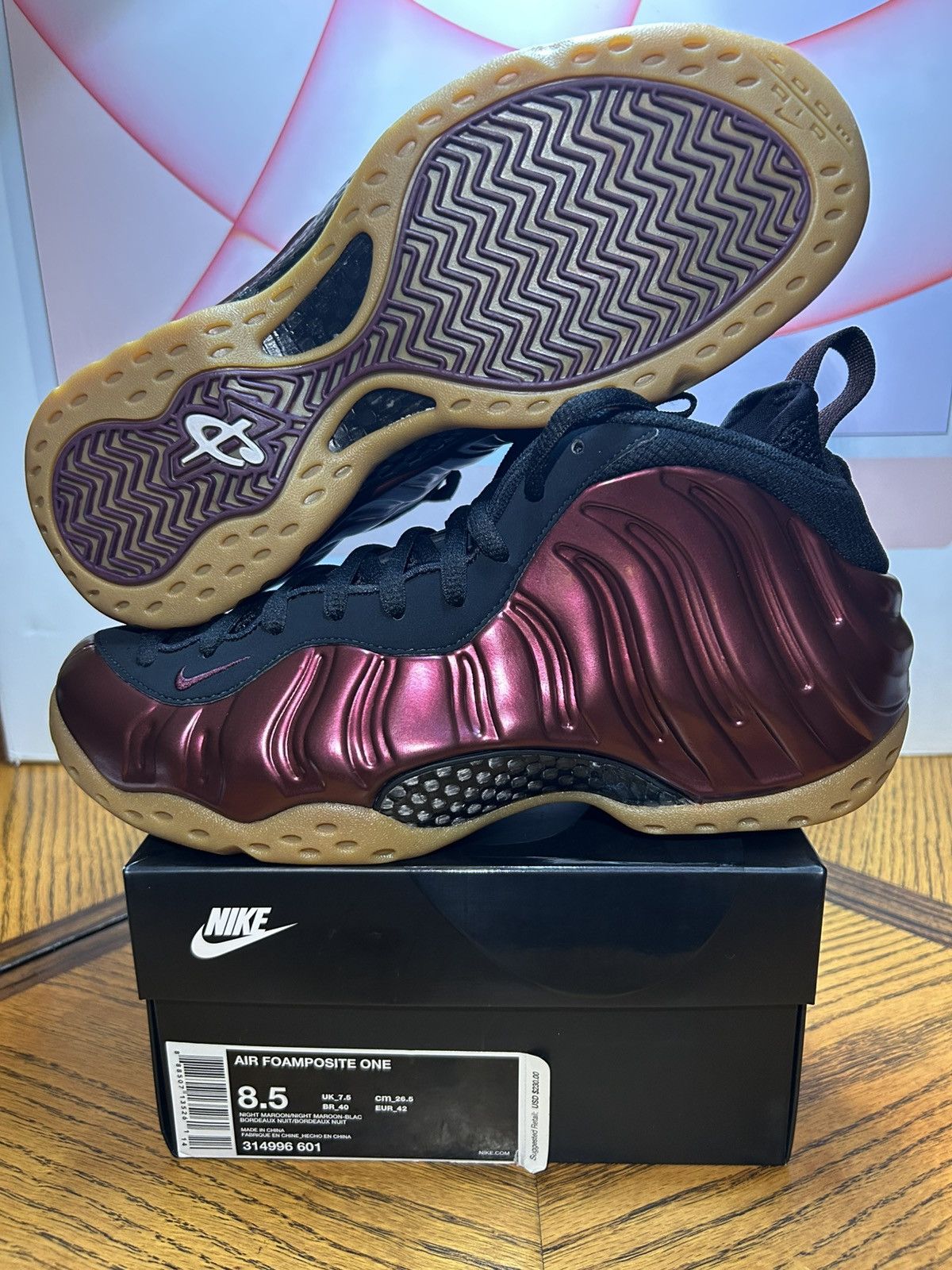 Nike Size 8.5 - Nike Air Foamposite One Night Maroon 2016 Size US 8.5 / EU 41-42 - 1 Thumbnail