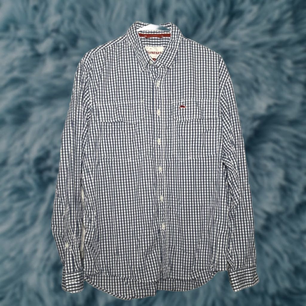 Vintage Simms Shirt Medium Blue Check Long Sleeve Outdoor Fishing Men's Size US M / EU 48-50 / 2 - 1 Thumbnail