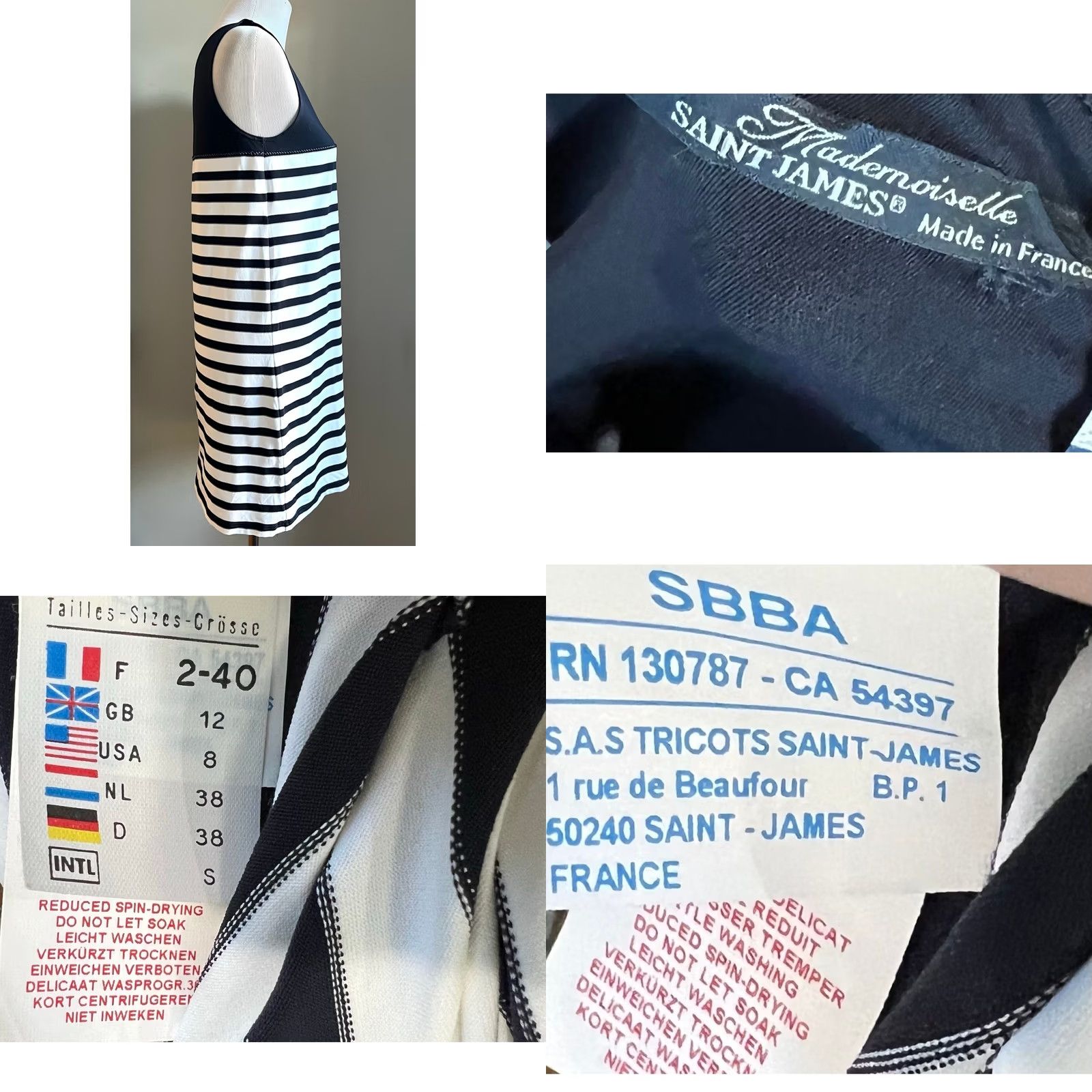 Saint James Mademoiselle Saint James Dress Swim Cover-Up Athletic Navy Stripe Women’s Sz 8 Size M / US 6-8 / IT 42-44 - 8 Thumbnail