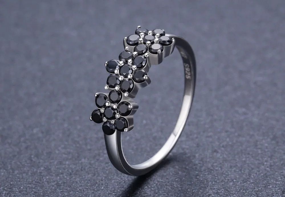 Jewelry Flower Bague Black Spinel Ring Size ONE SIZE - 5 Thumbnail