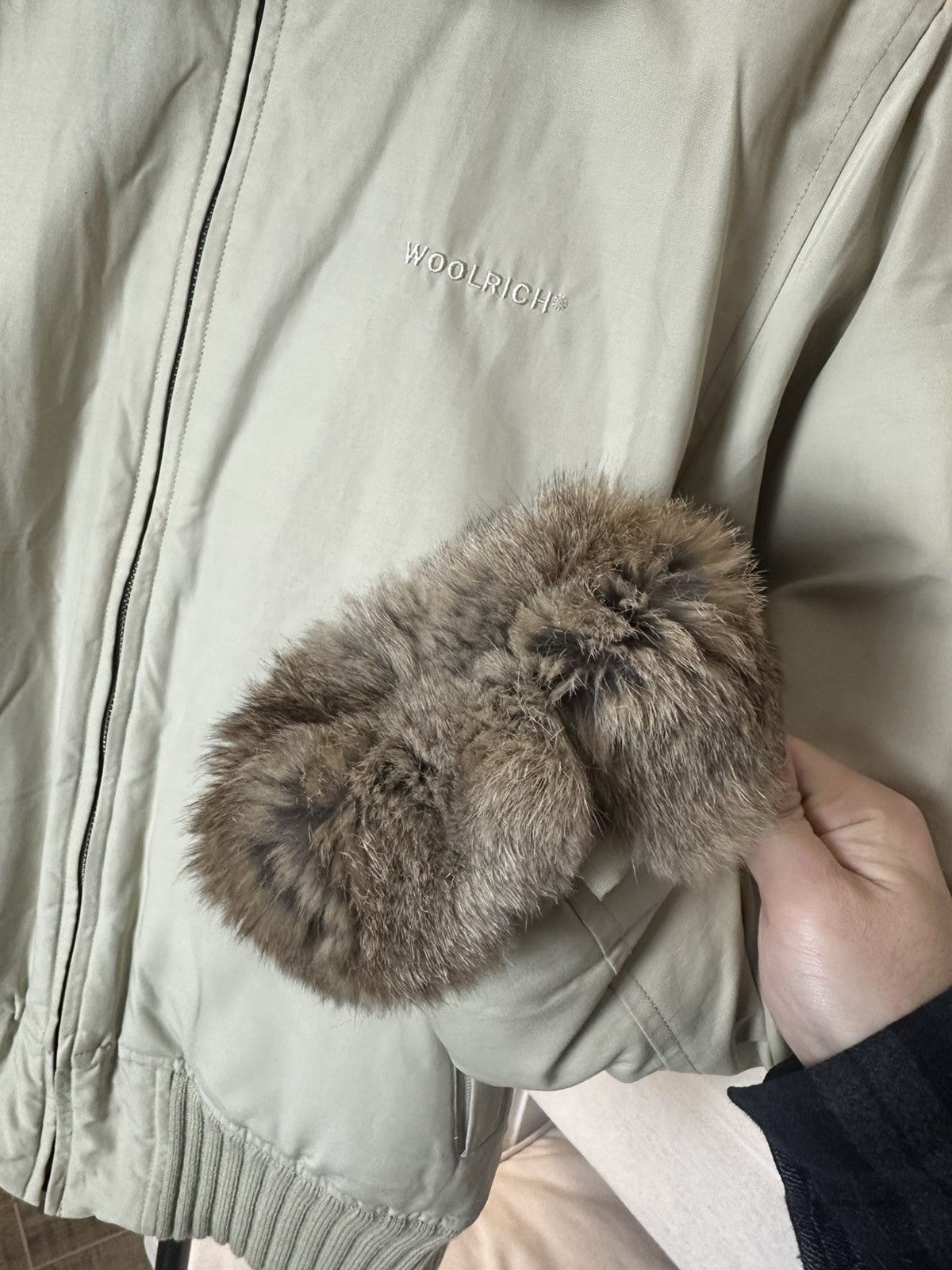 Vintage × Woolrich Woolen Mills Vintage Down Jaket Beige Woolrich rabbit fur M-L Size US M / EU 48-50 / 2 - 3 Thumbnail