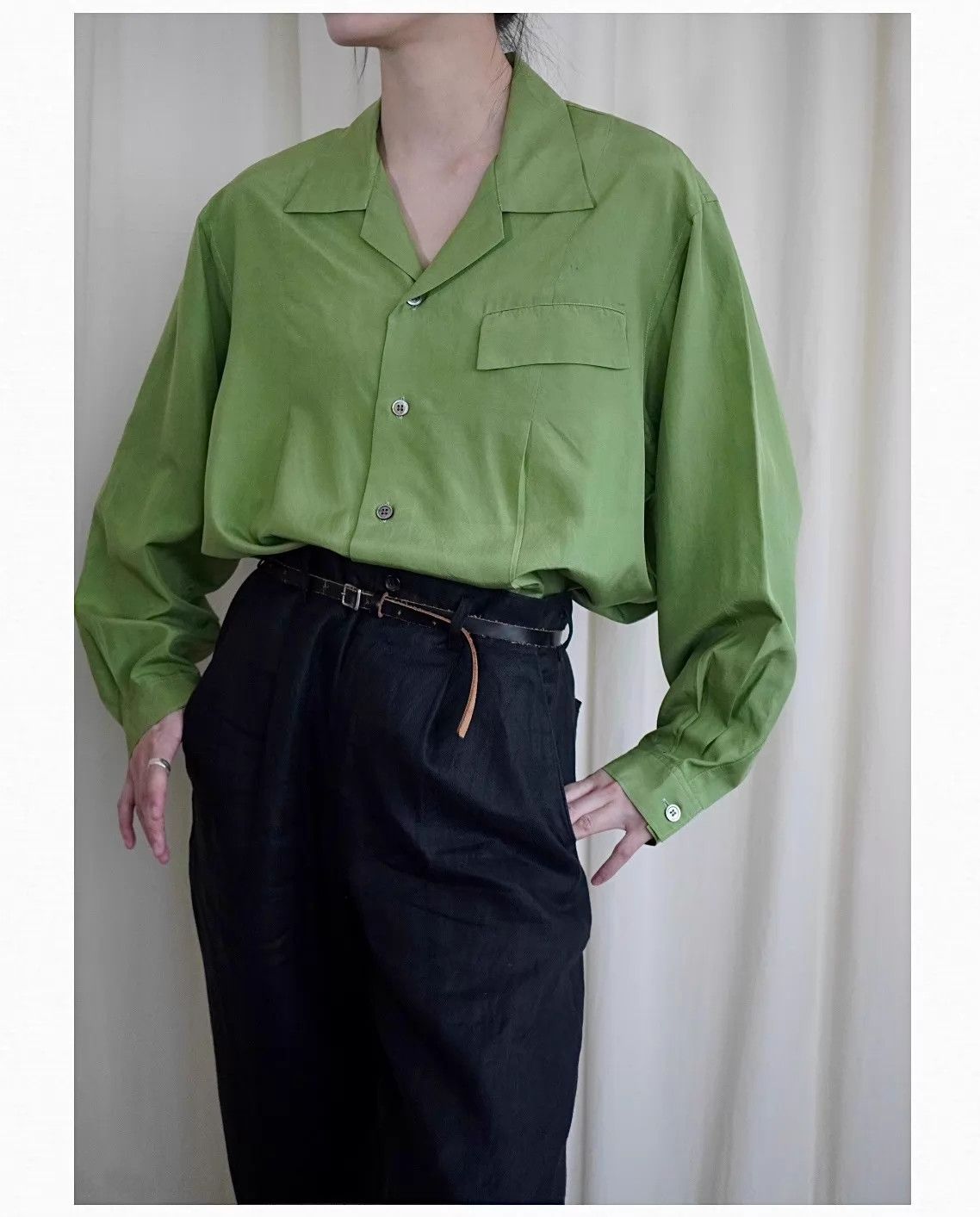 Y's Y'S by Yohji Yamamoto 2001SS Silk Green Shirt 9/10 Pocket Size US M / EU 48-50 / 2 - 1 Thumbnail