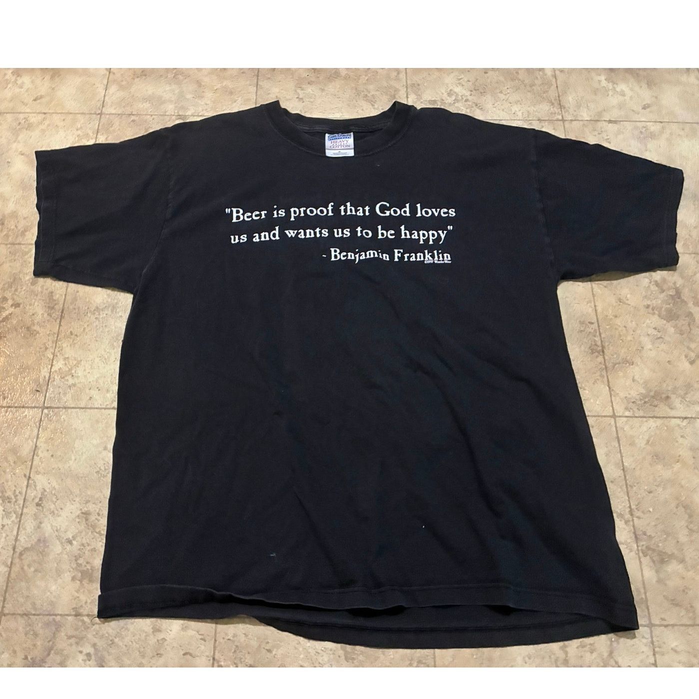 Gildan Vintage 1997 Black Gildan T-Shirt XL Beer Proof God Loves Us Size US XL / EU 56 / 4 - 1 Thumbnail