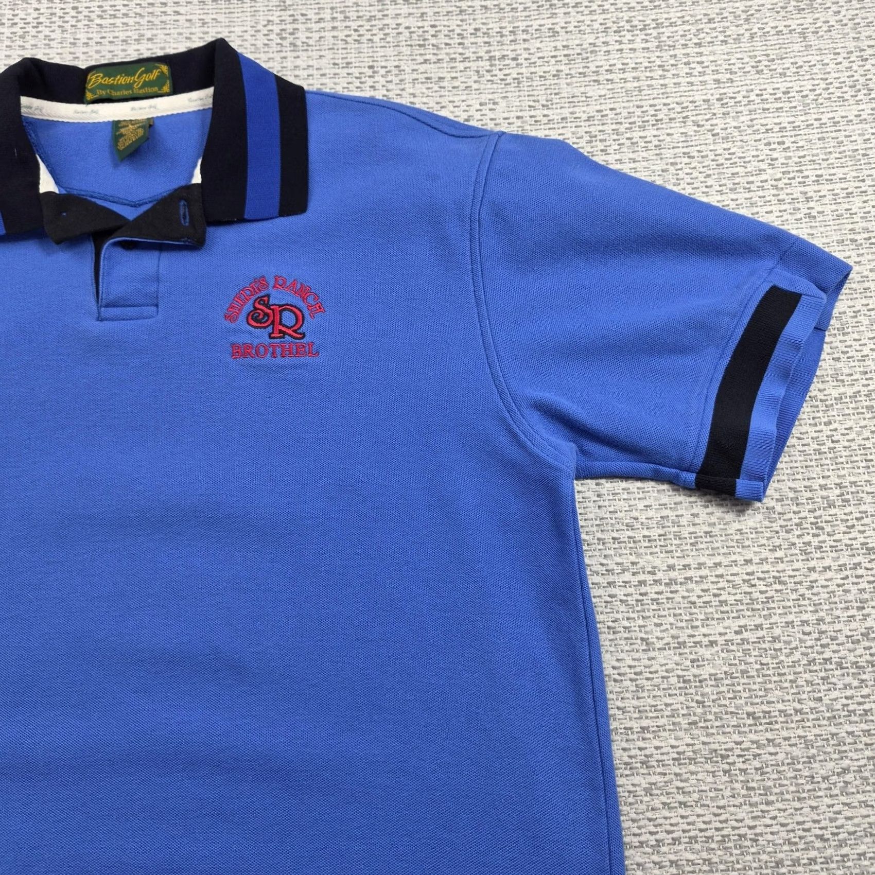 Vintage Vintage Bastion Golf Polo Shirt Mens Large Blue Sheri's Ranch Brothel Knit Golf Size US L / EU 52-54 / 3 - 2 Thumbnail