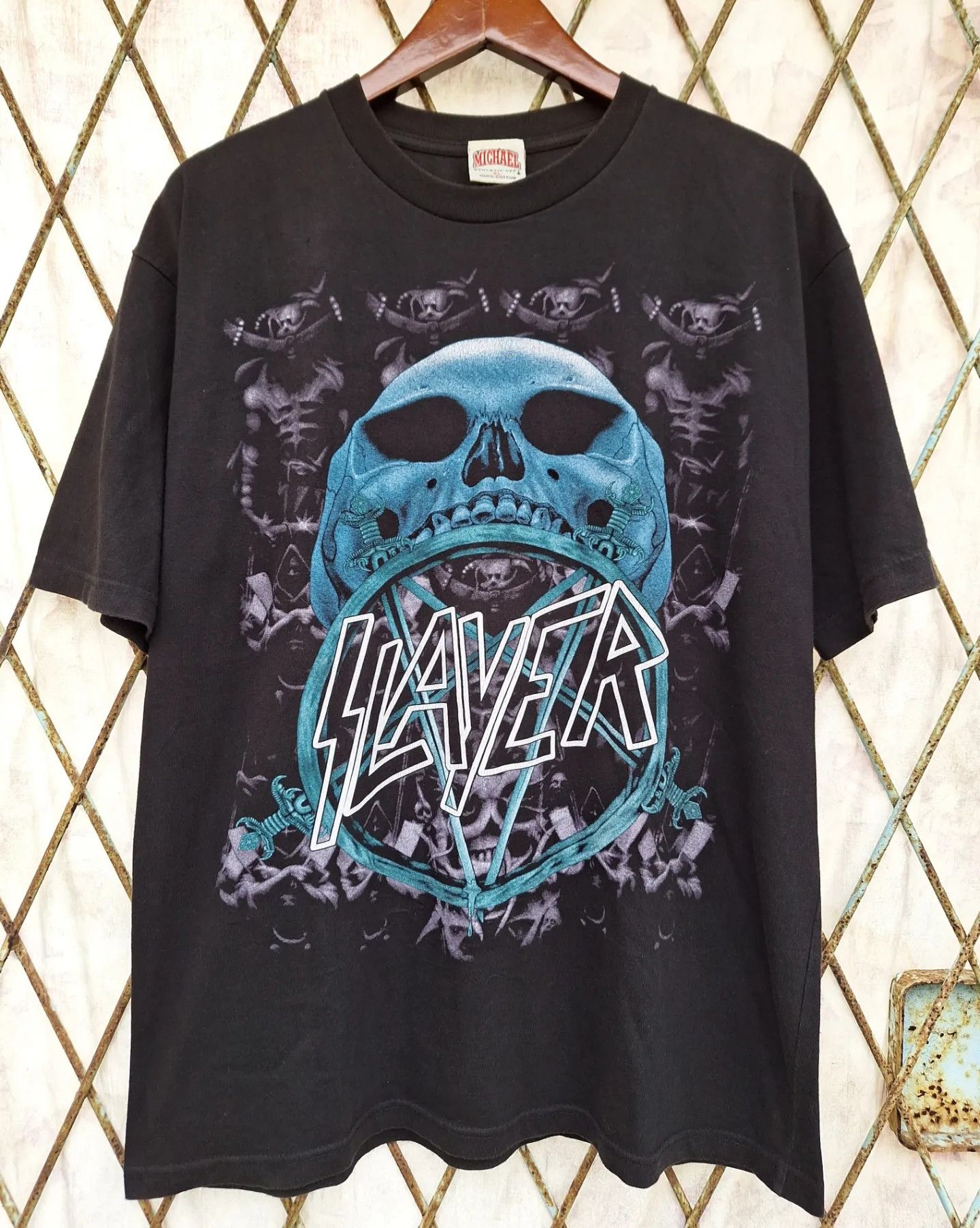 Band Tees 🔥RARE🔥 Vintage 90s Slayer Divine Intervention album metal Size US XL / EU 56 / 4 - 1 Thumbnail