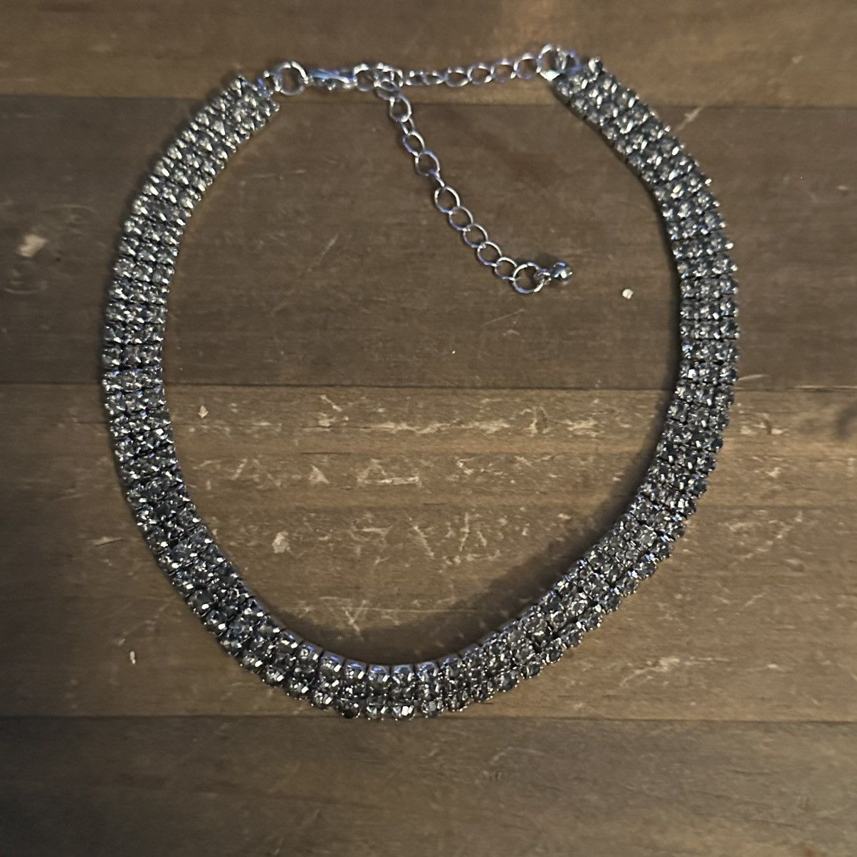 Other Silver tone smokey rhinestone choker necklace Size ONE SIZE - 2 Thumbnail