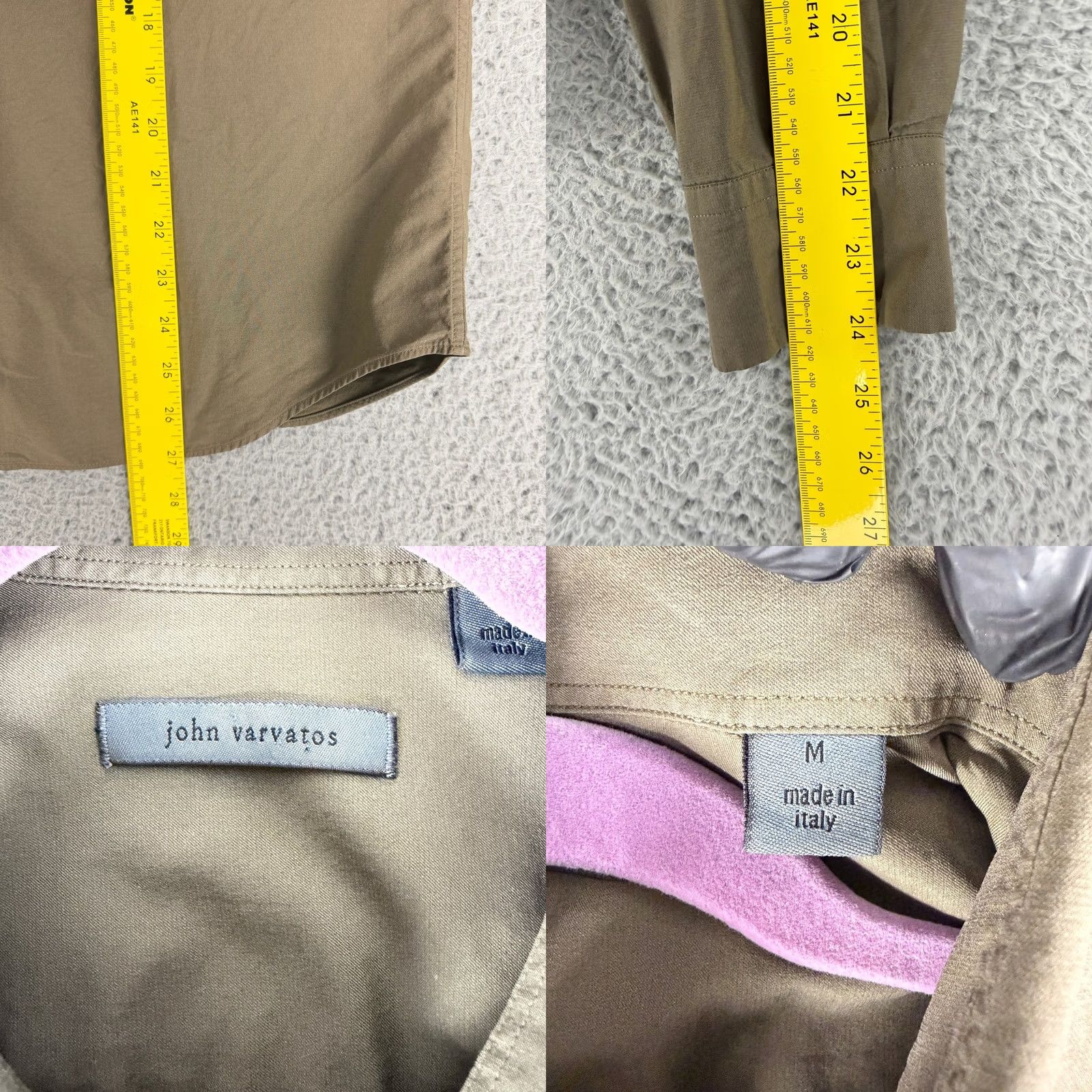 John Varvatos John Varvatos Button-Down Shirt Men M Brown Olive Made in Italy Long Sleeve Size US M / EU 48-50 / 2 - 8 Thumbnail