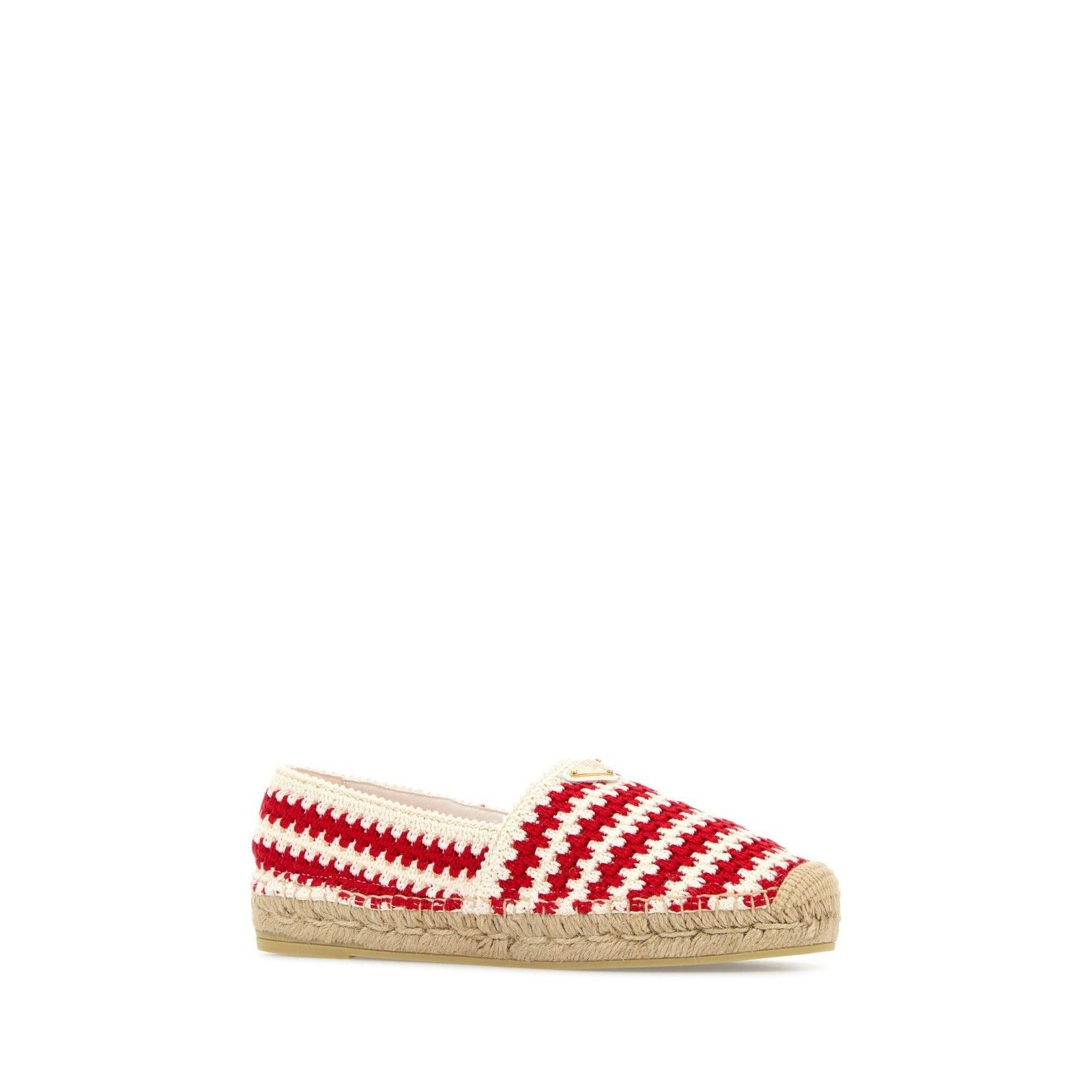PRADA Two-Tone Red White Striped Crochet Summer Espadrilles