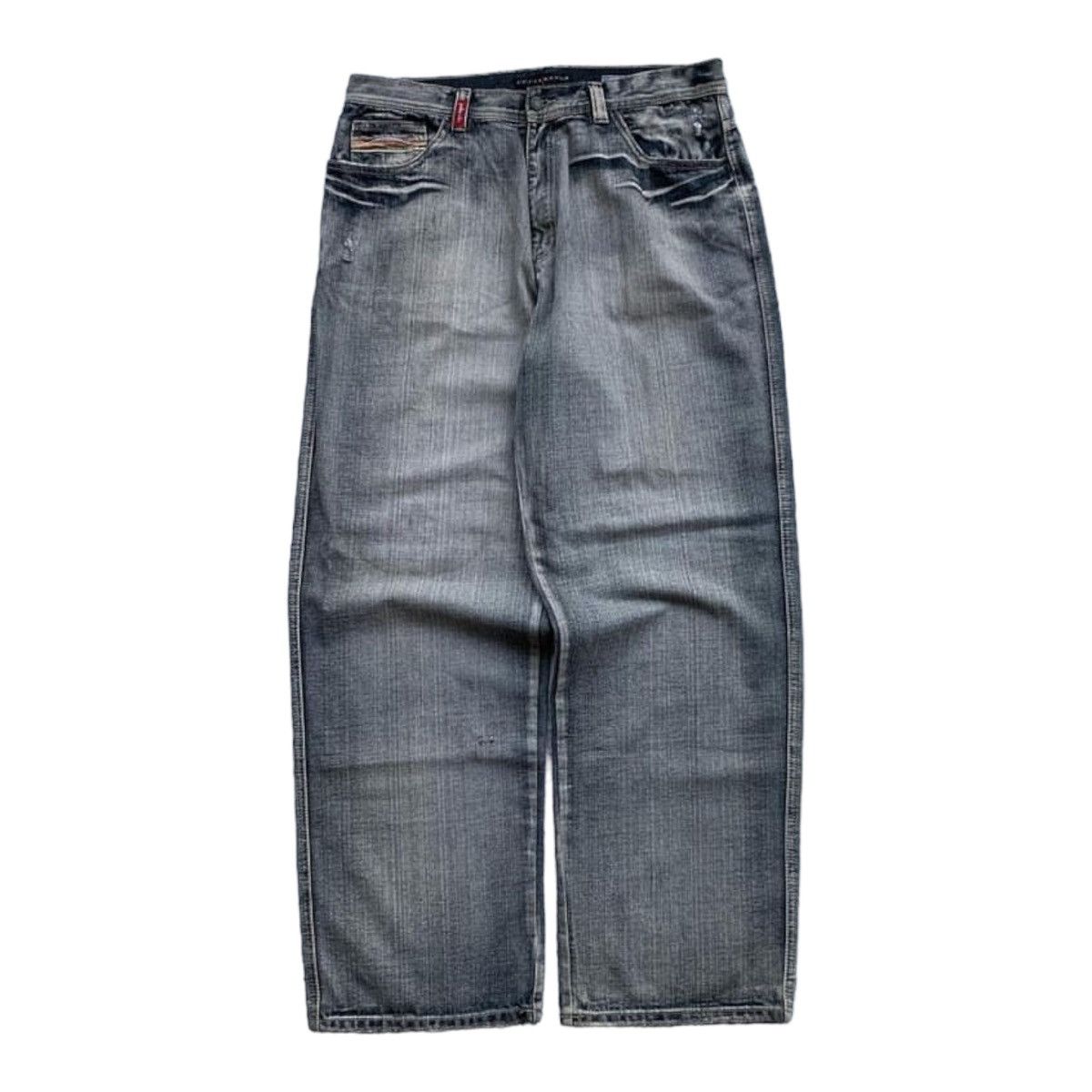 image of Marc Buchanan x Pelle Pelle Vintage Pelle Pelle Y2K Baggy Jeans in Washed Gray, Men's (Size 36)