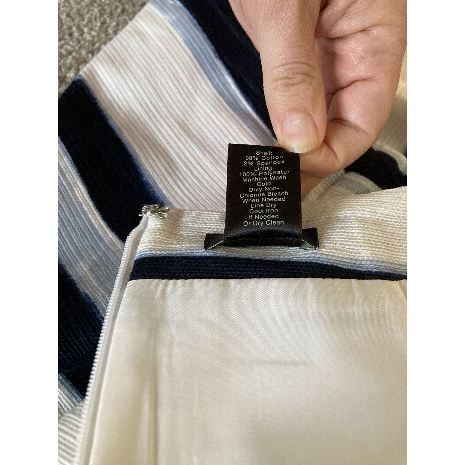 Ann Taylor Ann Taylor Factory Lined Skirt Womens White Blue Strip Petit Size 32" / US 10 / IT 46 - 8 Thumbnail