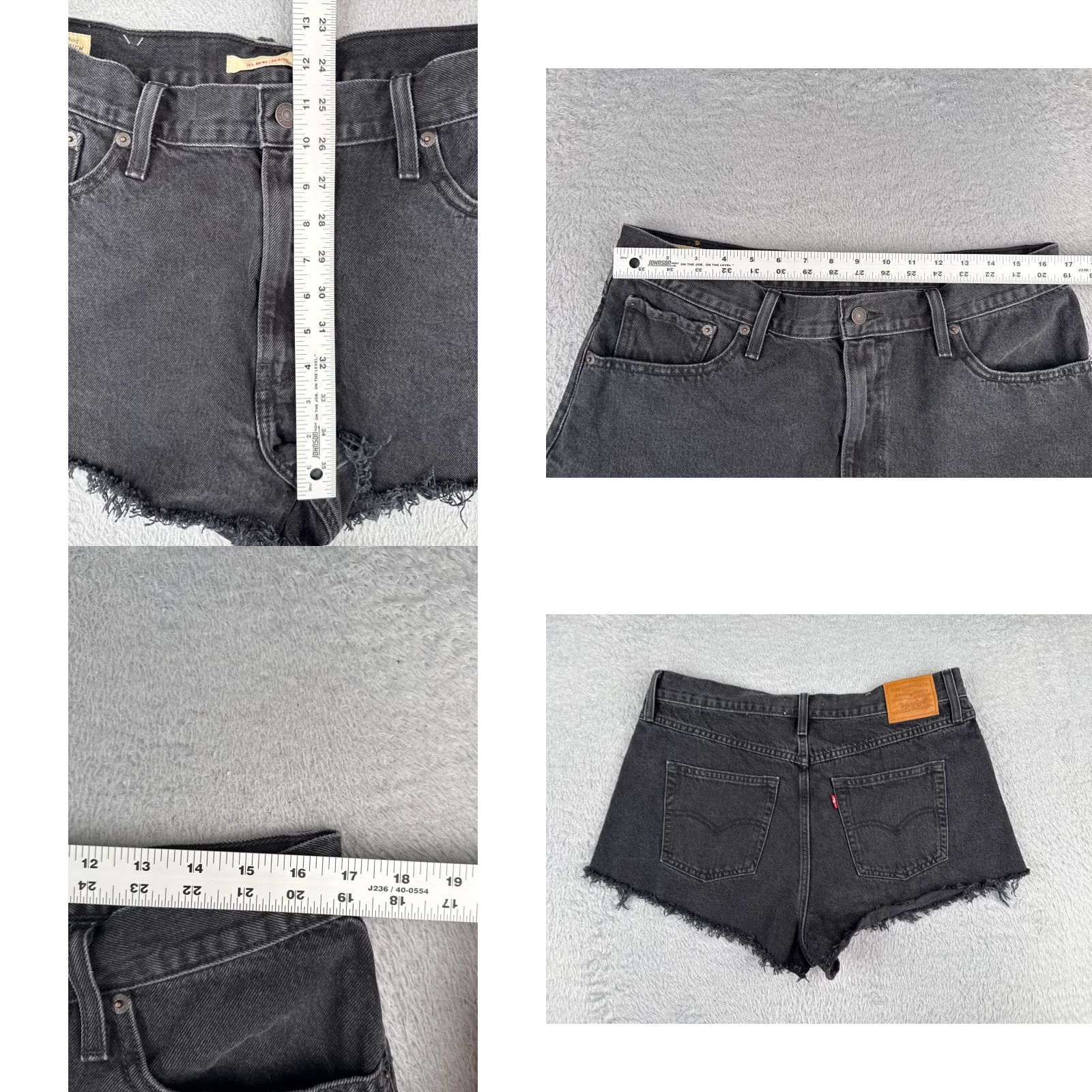 Levi's VINTAGE Levis Shorts Womens Black Denim 33 High Rise 80s Cut-Off 5-Pocket Stretch Jeans Short Size 24" / US 00 / IT 34 - 9 Thumbnail