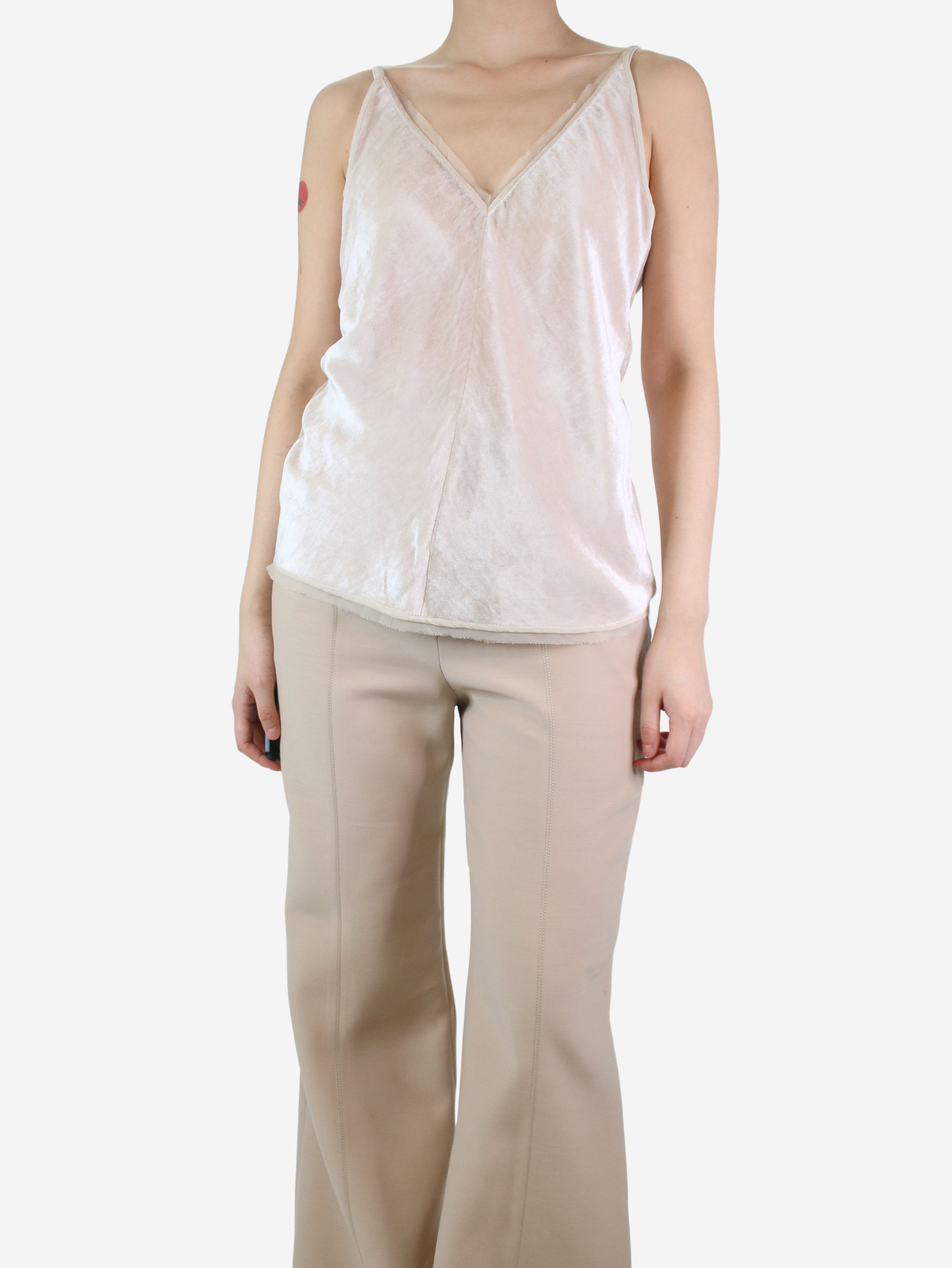 image of Gabriela Hearst Nude Velvet Camisole - Size Uk 10, Women's