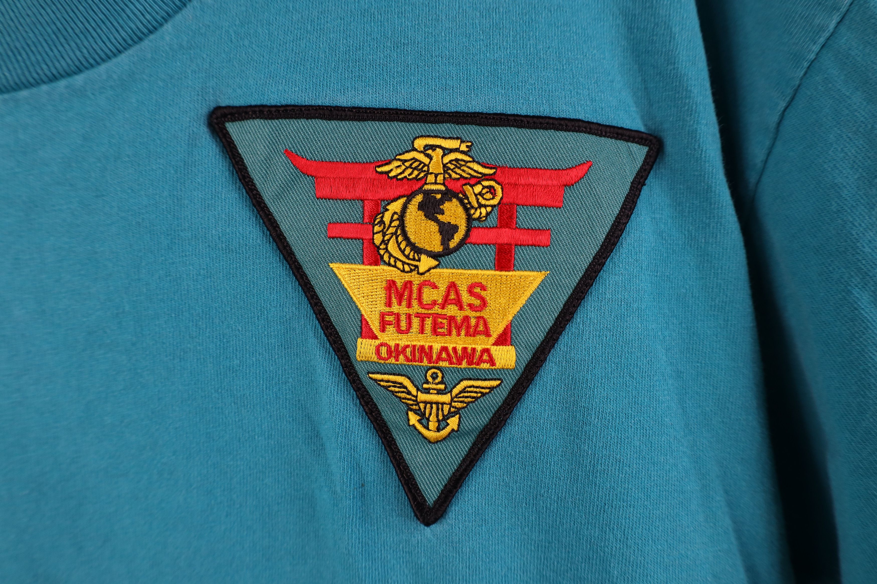 Vintage Vintage 90s Futenma Okinawa Japan Marines Patch T-Shirt Blue Size US L / EU 52-54 / 3 - 4 Thumbnail