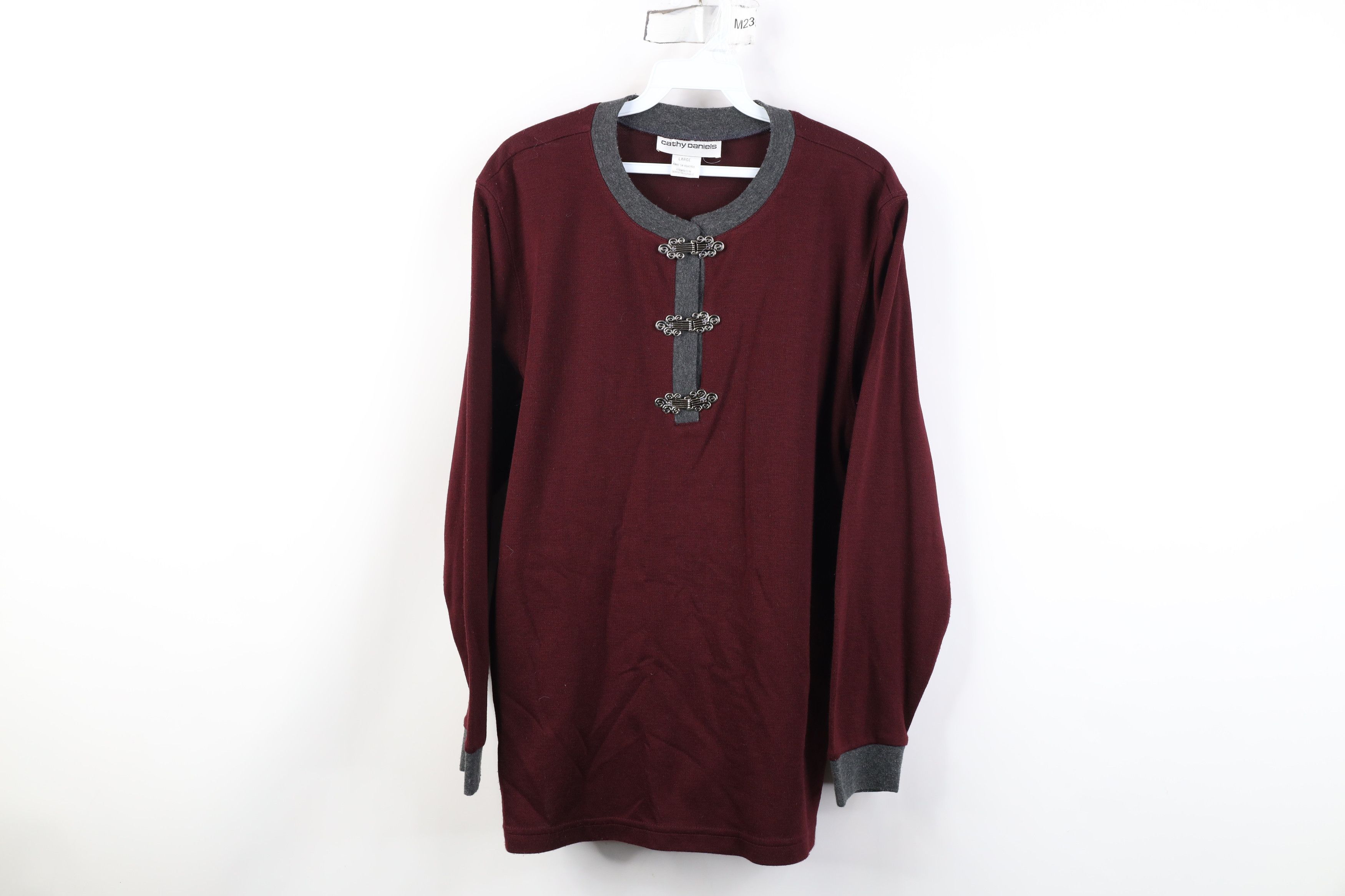 Vintage Vintage 90s Streetwear Clasp Knit Long Sleeve Henley T-Shirt Size L / US 10 / IT 46 - 1 Thumbnail