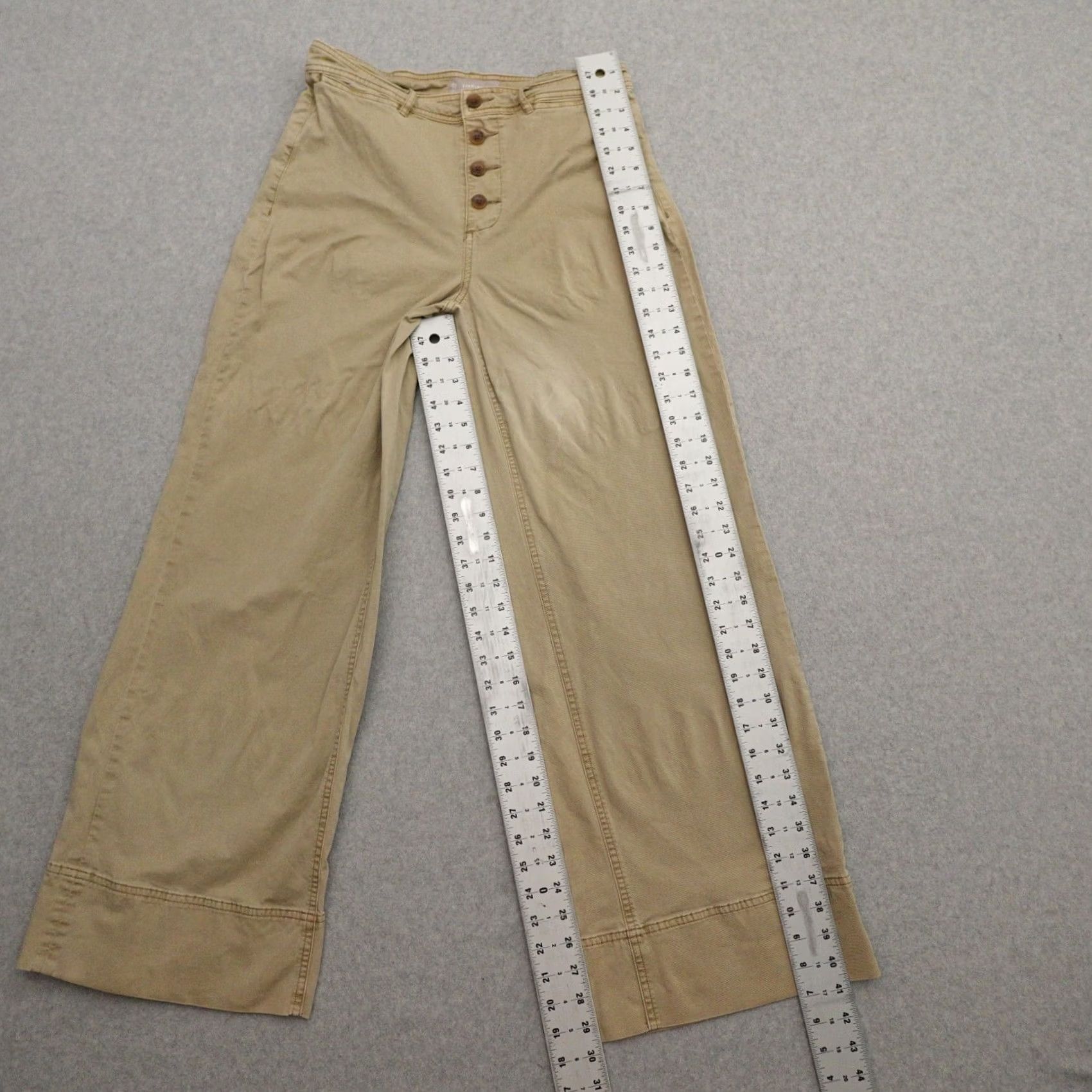 Everlane Everlane Jeans Womens 8 Wide-Leg Khaki Baggy Fit Button Fly 100% Linen Beige Chinos Pants Size 30" / US 8 / IT 44 - 3 Thumbnail