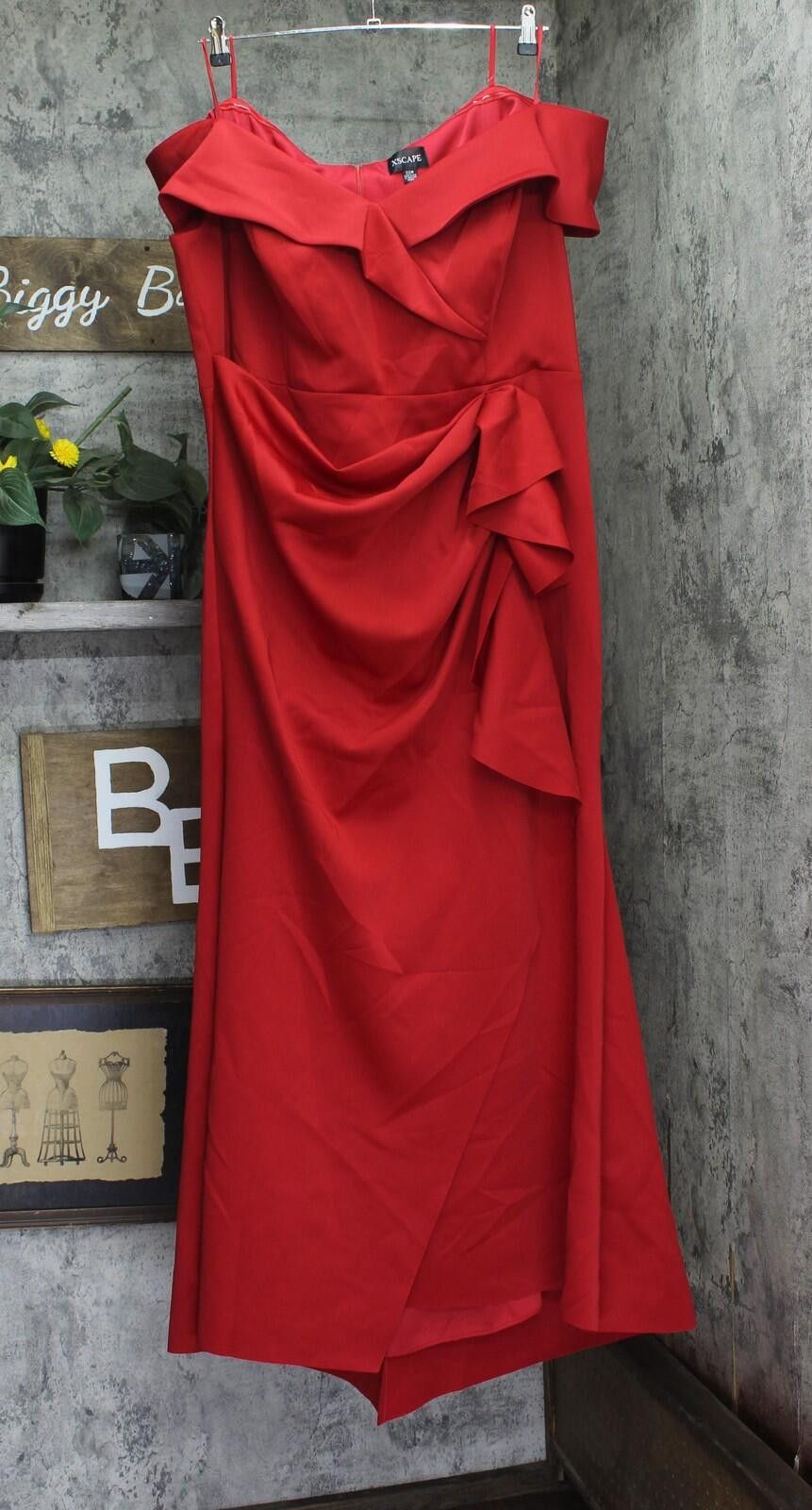 Other Xscape The Shoulder Scuba Crepe Dress Gown 4793xw Red 22w Size 3XL / US 20-22 - 1 Thumbnail