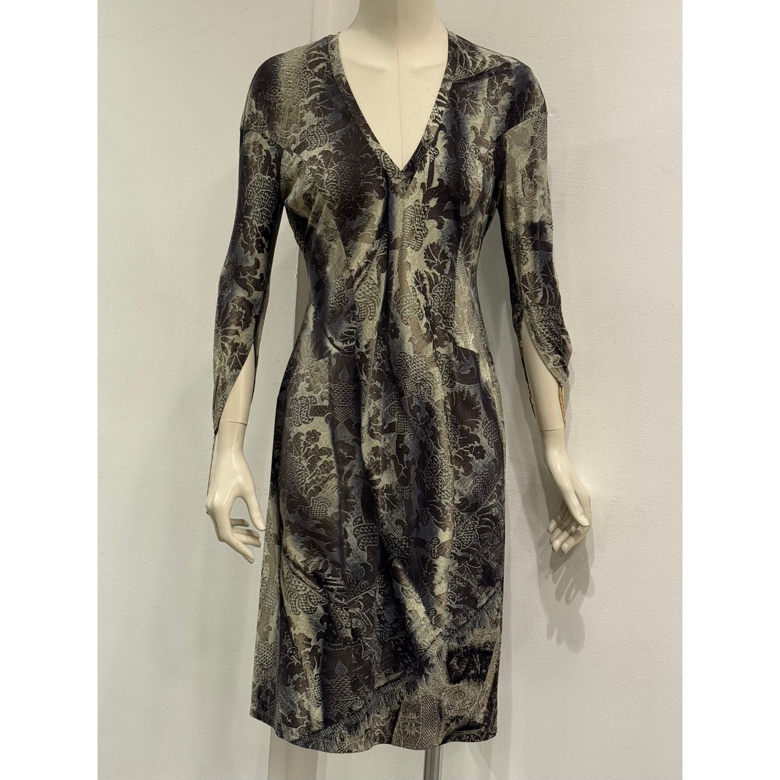 Roberto Cavalli 2003 Roberto Cavalli abstract print midi dress Size L / US 10 / IT 46 - 1 Thumbnail