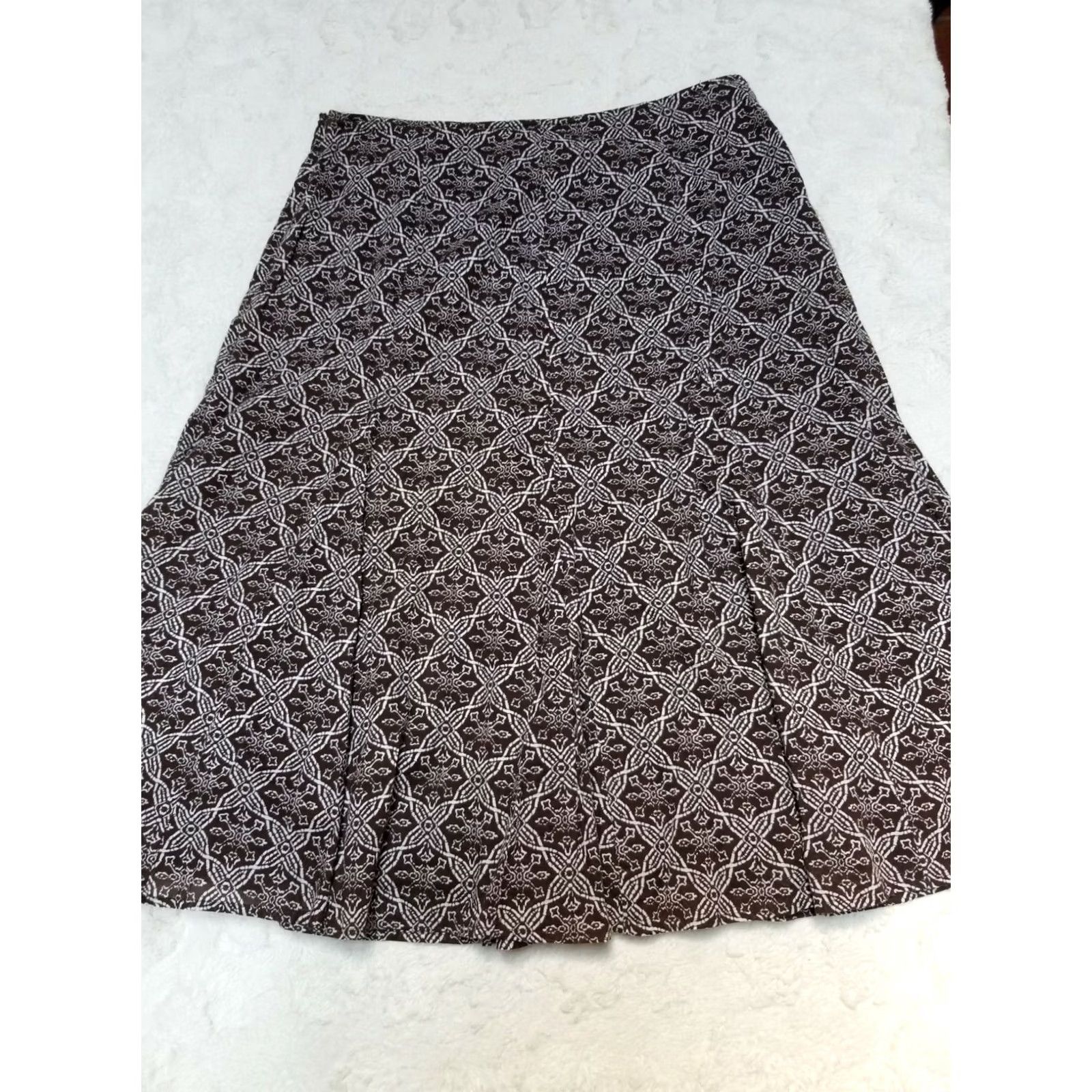 Charter Club Charter Club Womens Brown Printed Career A-Line Midi Skirt 6 Lined Casual Business Dress Skirt Womens Brown 100% Cotton A-Line Knee Length Vintage No Size 28" / US 6 / IT 42 - 4 Thumbnail