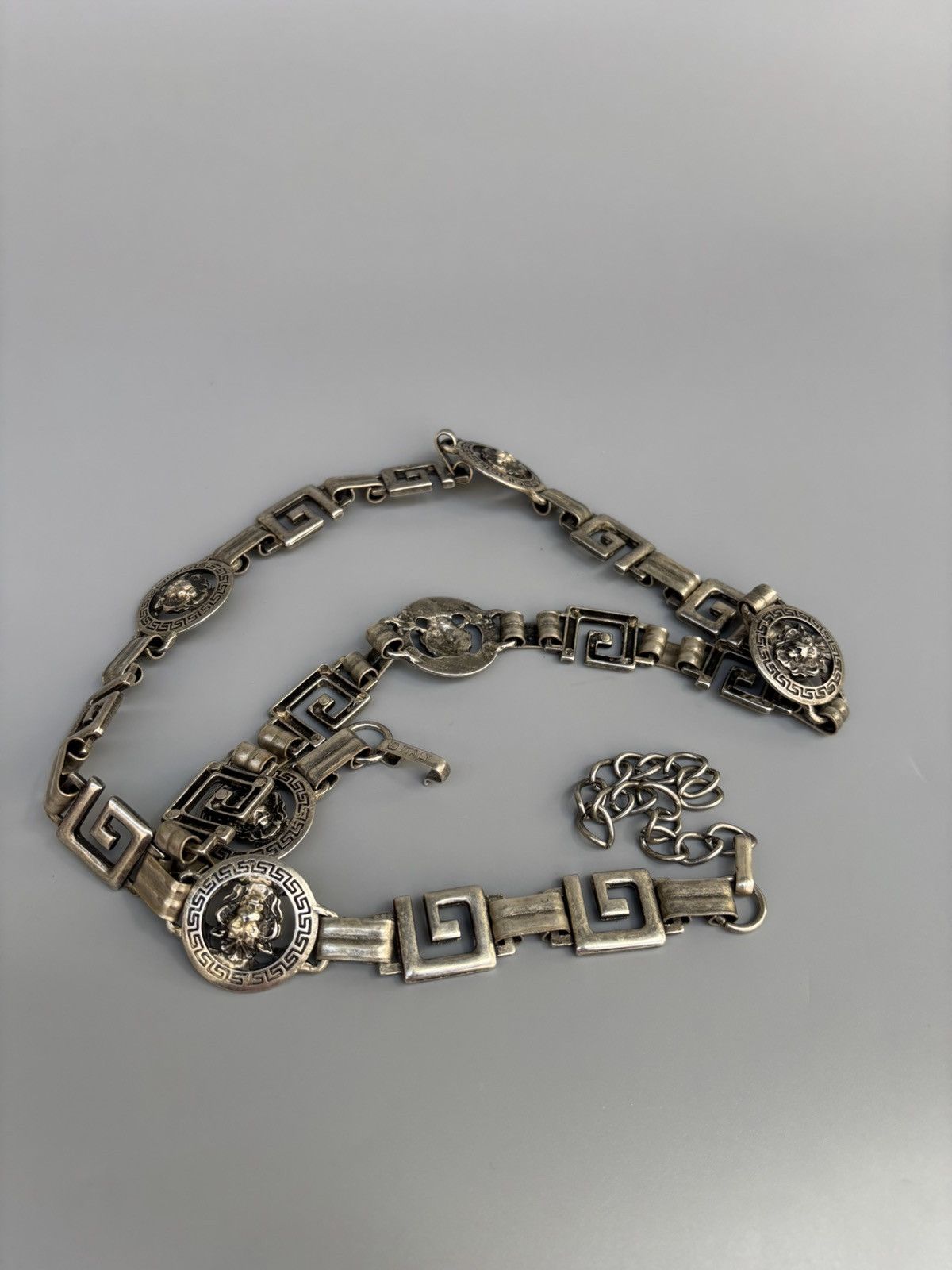 Versace 90s Versace Silver Italy Lion’s Head Chain Belt 32” Size ONE SIZE - 5 Thumbnail