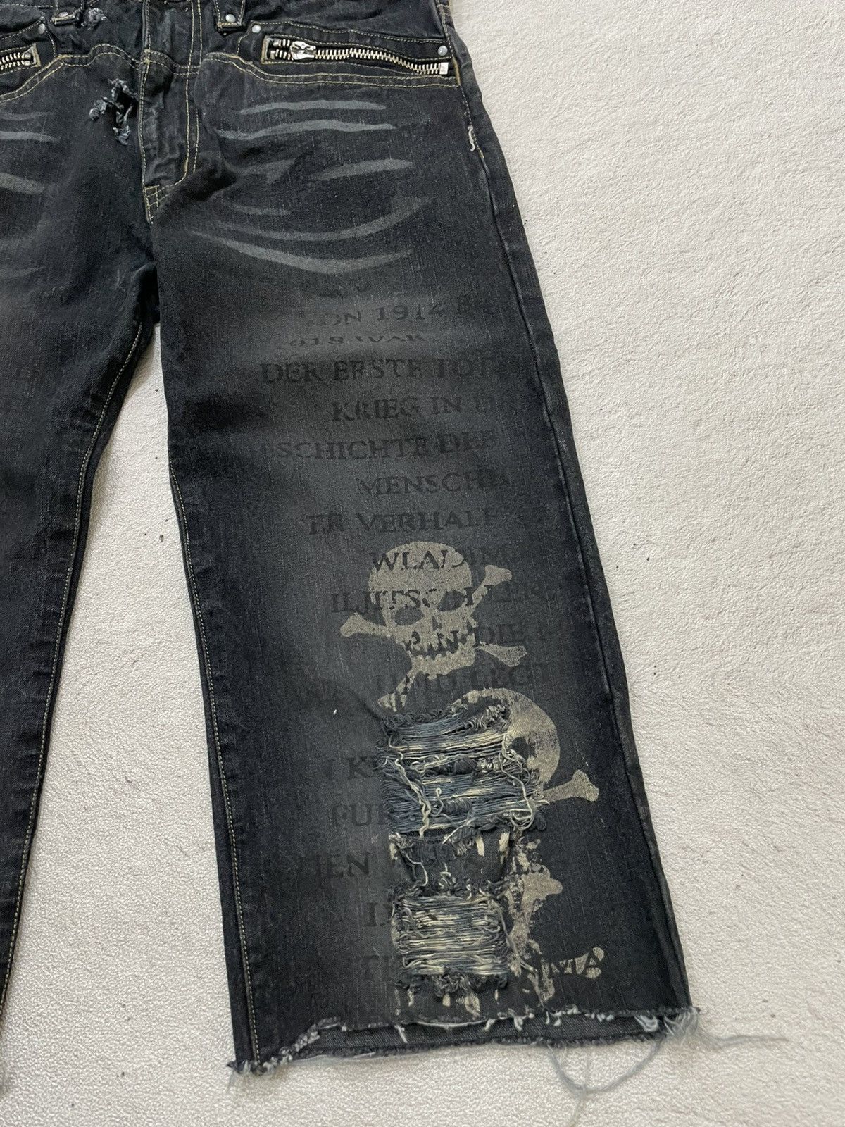 Kapital 2000s In the Attic Archive Punk Heavy Distressed Black Denim Size US 30 / EU 46 - 3 Thumbnail