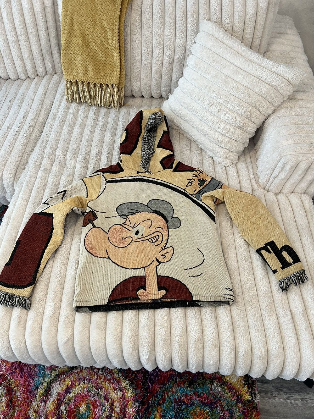 Vintage Knitted Popeye Hoodie Size US M / EU 48-50 / 2 - 1 Thumbnail