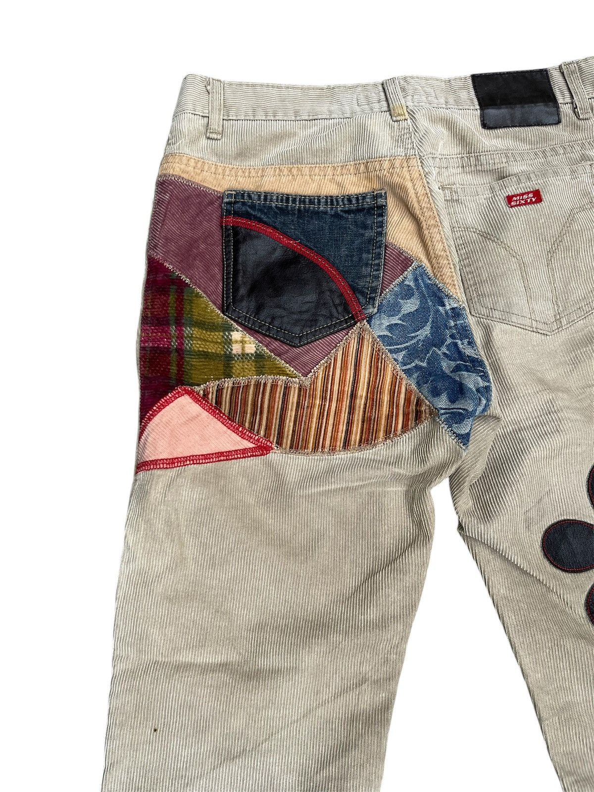 Seditionaries MISS SIXTY Patchwork Corduroy Flare Jeans Size 26" / US 2 / IT 38 - 11 Thumbnail